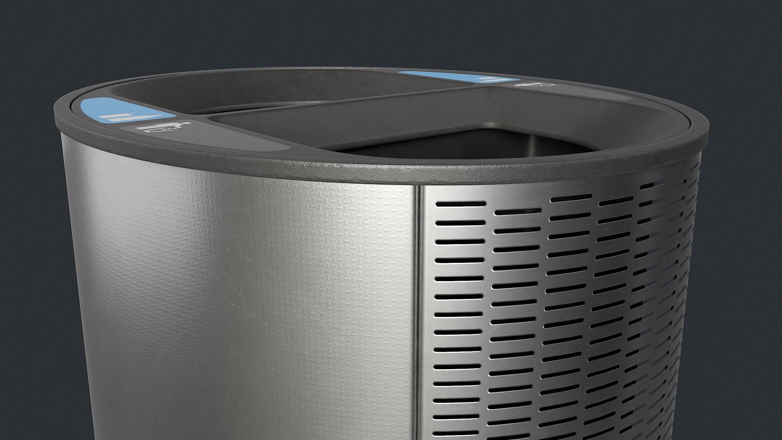 Street Trash Can 23 PBR Game Ready Low-poly 3D model_10