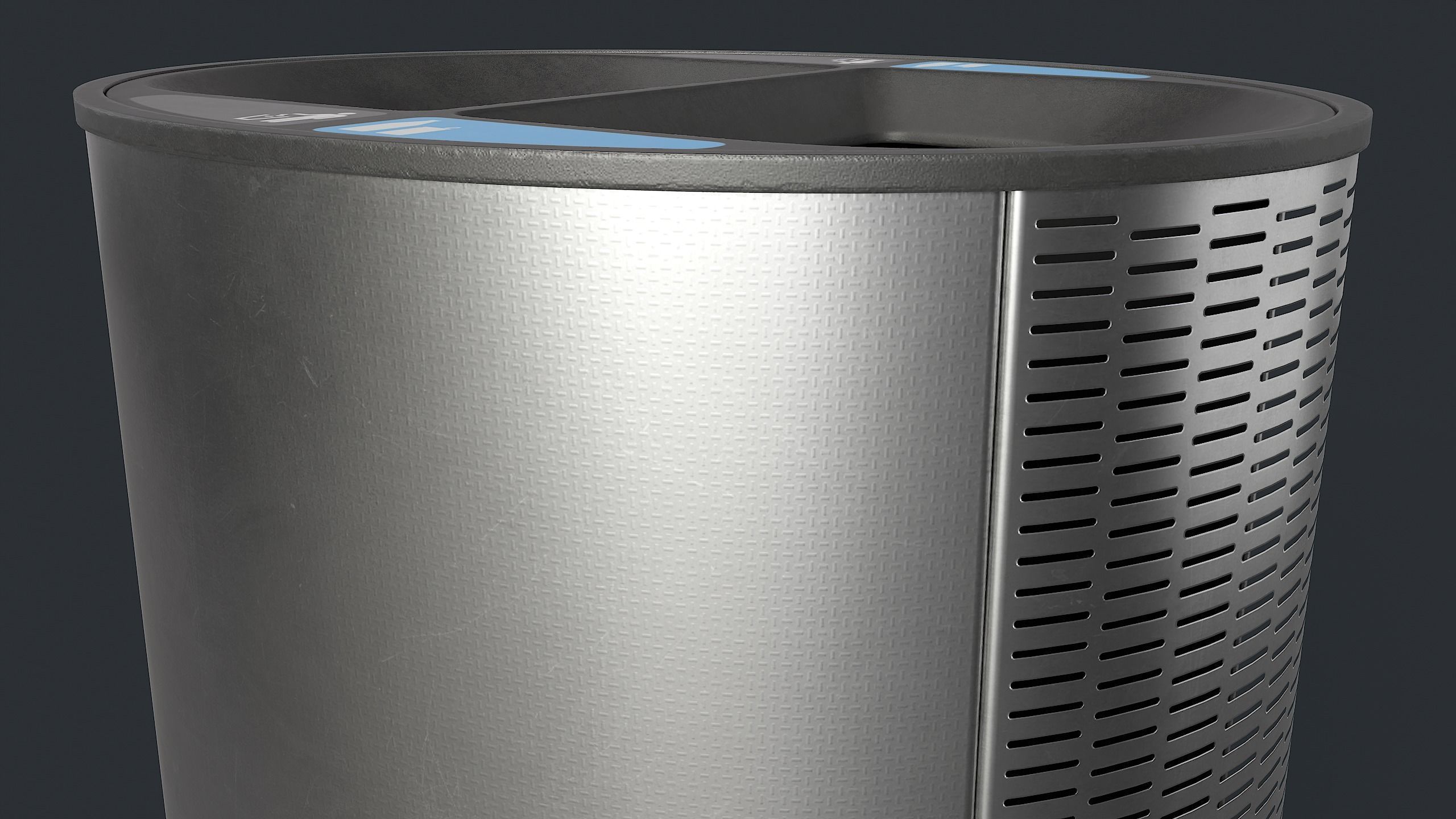 Street Trash Can 23 PBR Game Ready Low-poly 3D model_11