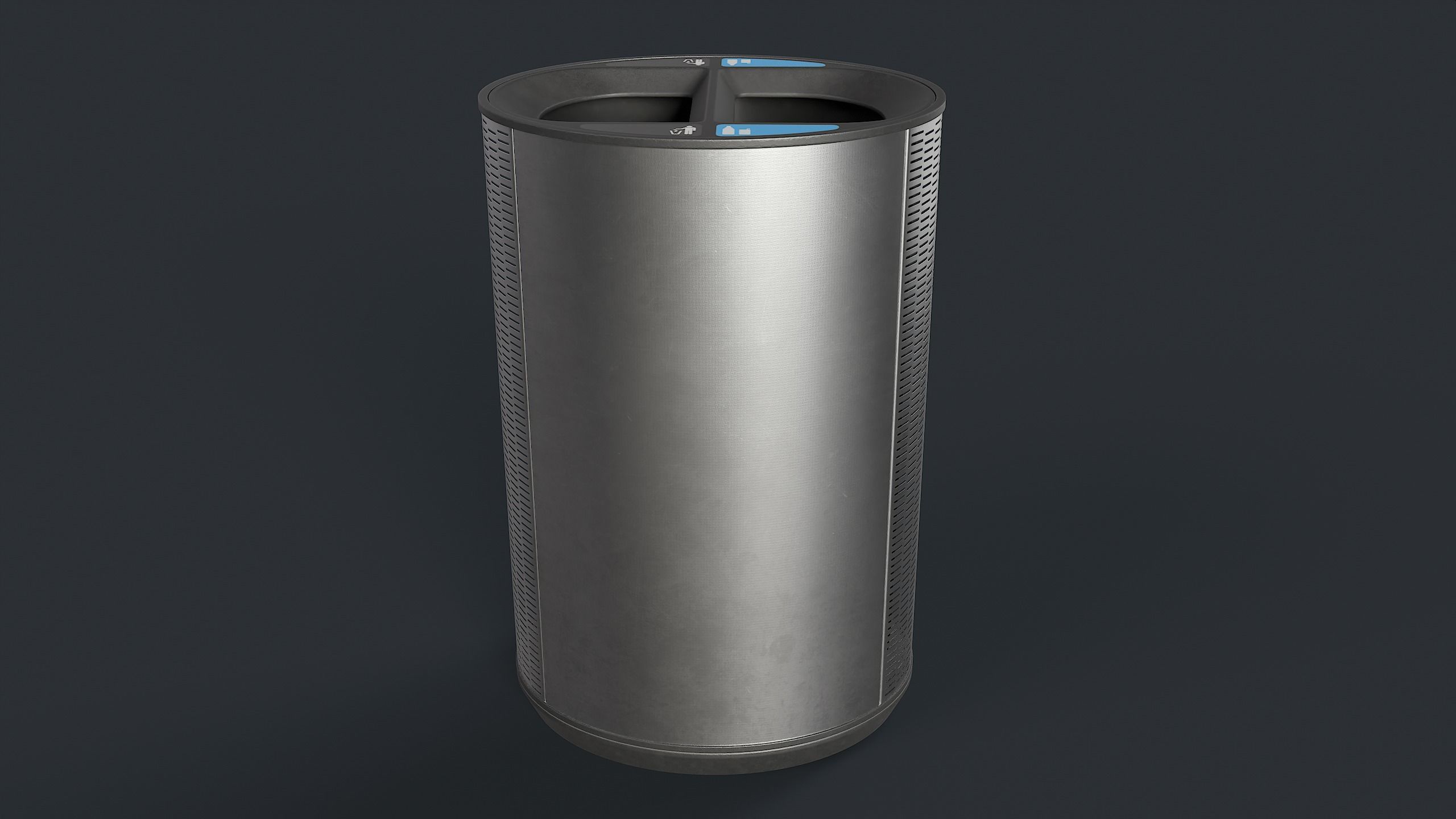 Street Trash Can 23 PBR Game Ready Low-poly 3D model_5