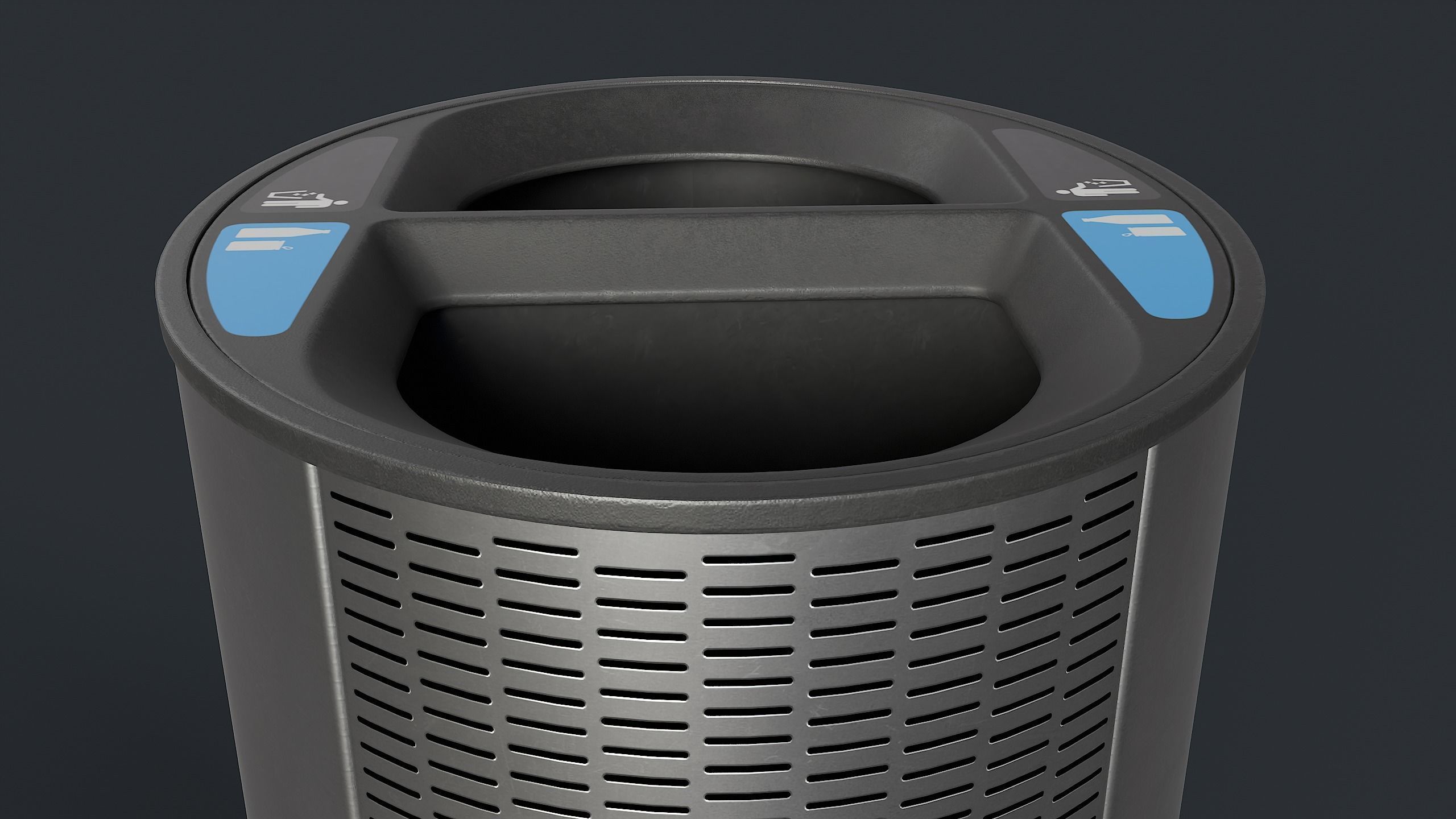 Street Trash Can 23 PBR Game Ready Low-poly 3D model_14