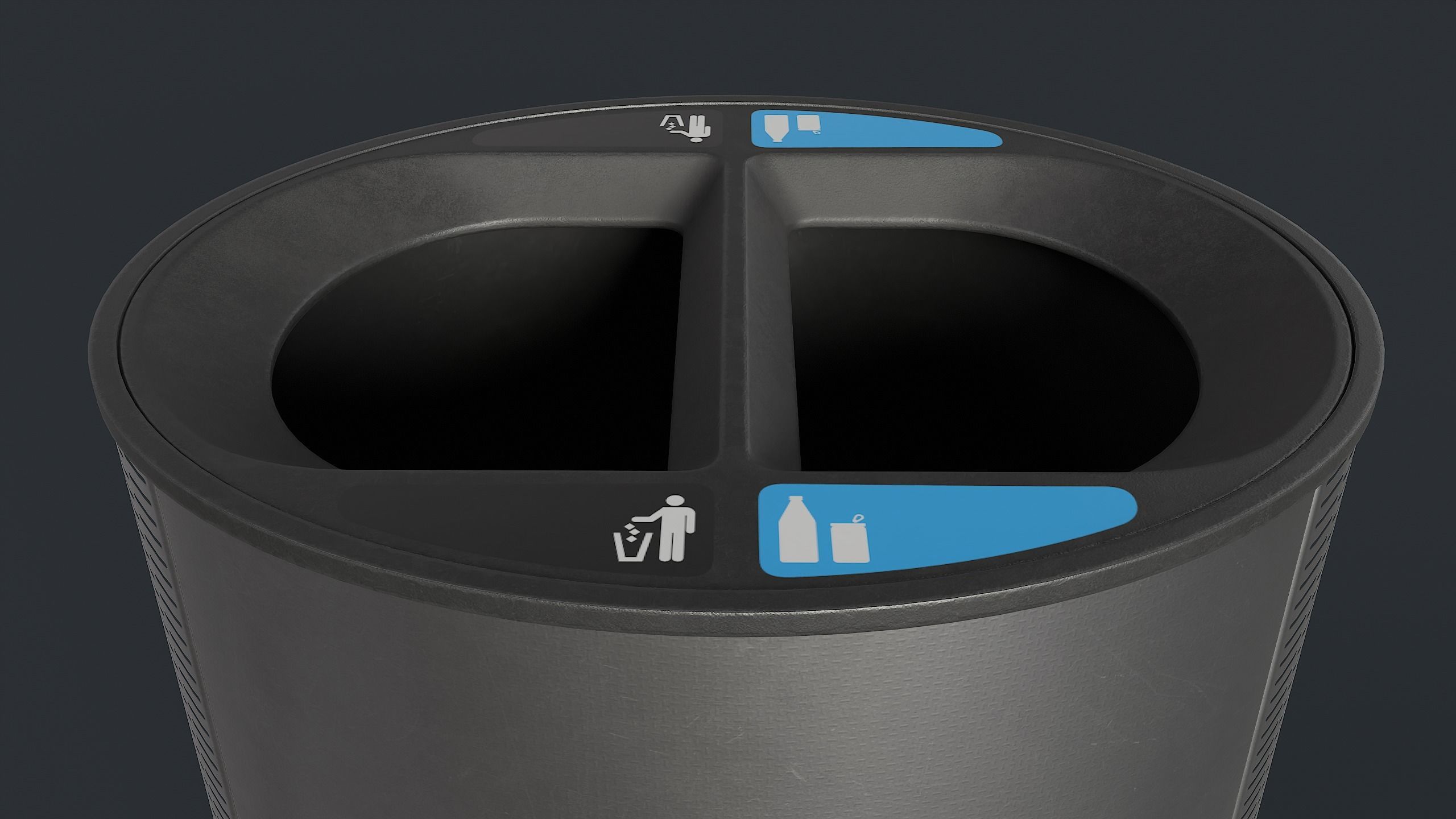 Street Trash Can 23 PBR Game Ready Low-poly 3D model_6