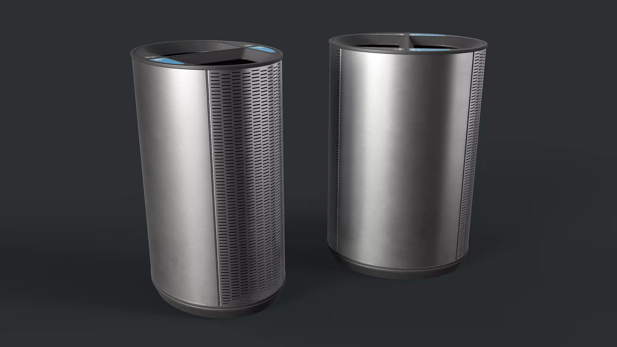 Street Trash Can 23 PBR Game Ready Low-poly 3D model_0