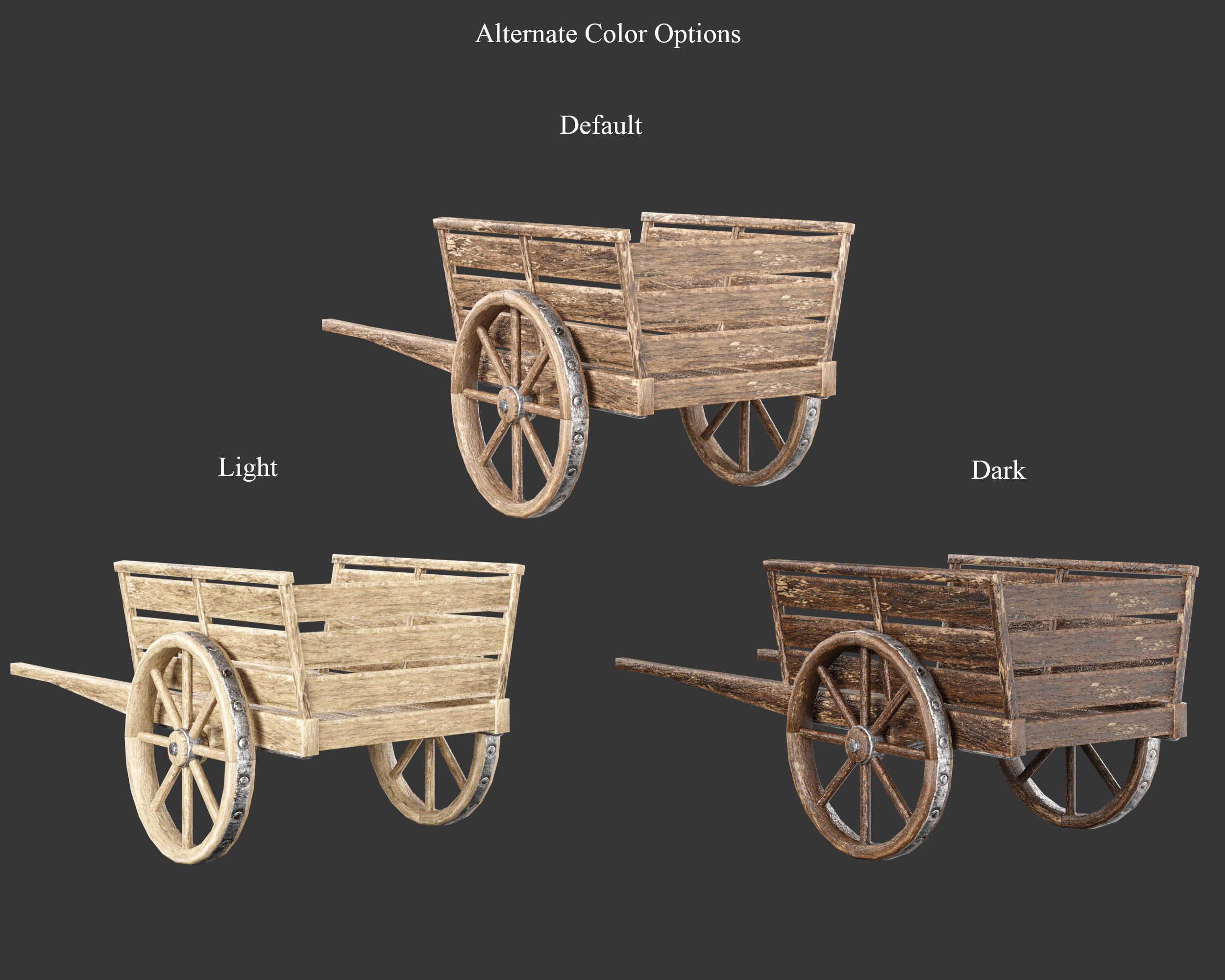Medieval Transport Cart Small Low-poly 3D model_2