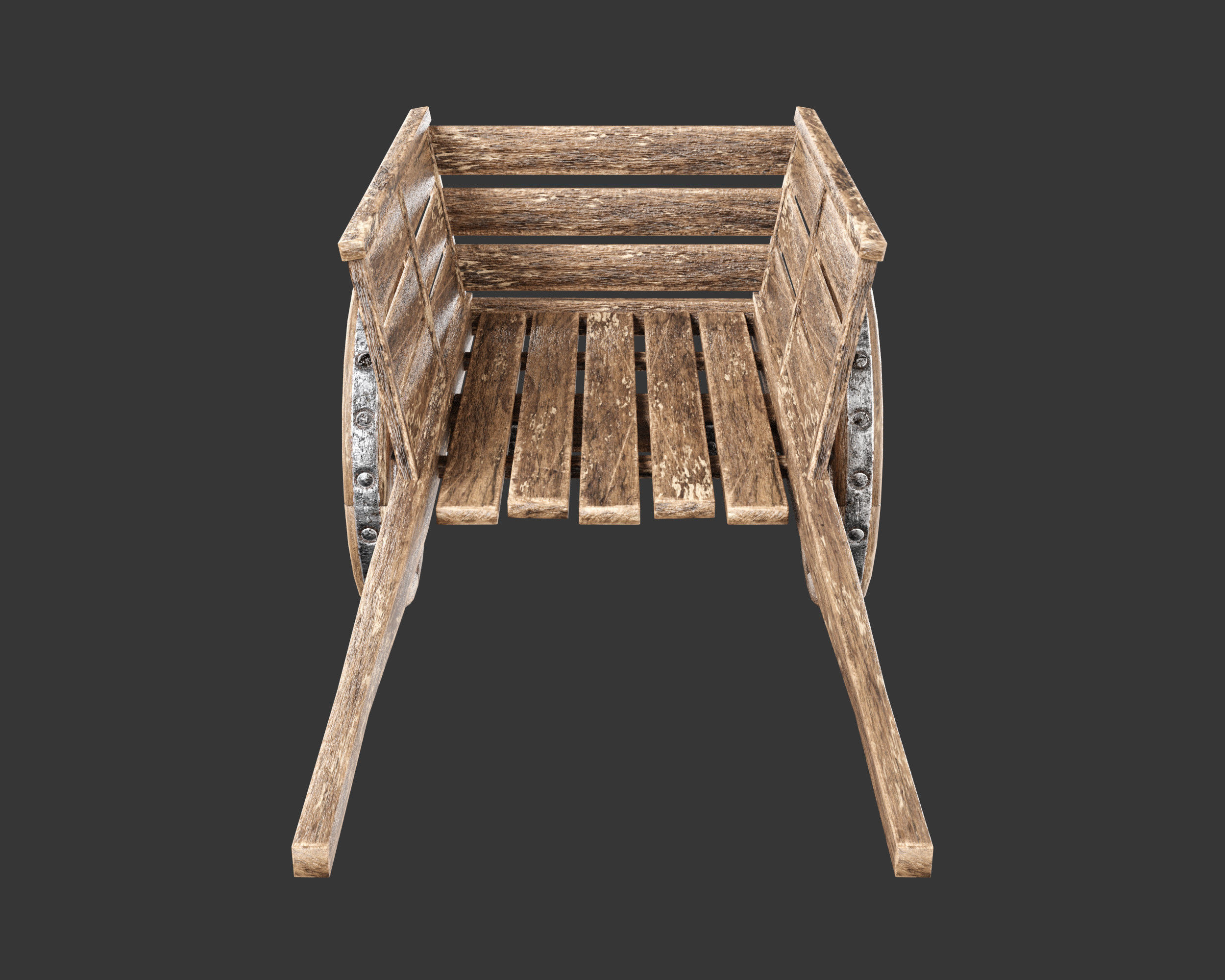 Medieval Transport Cart Small Low-poly 3D model_6