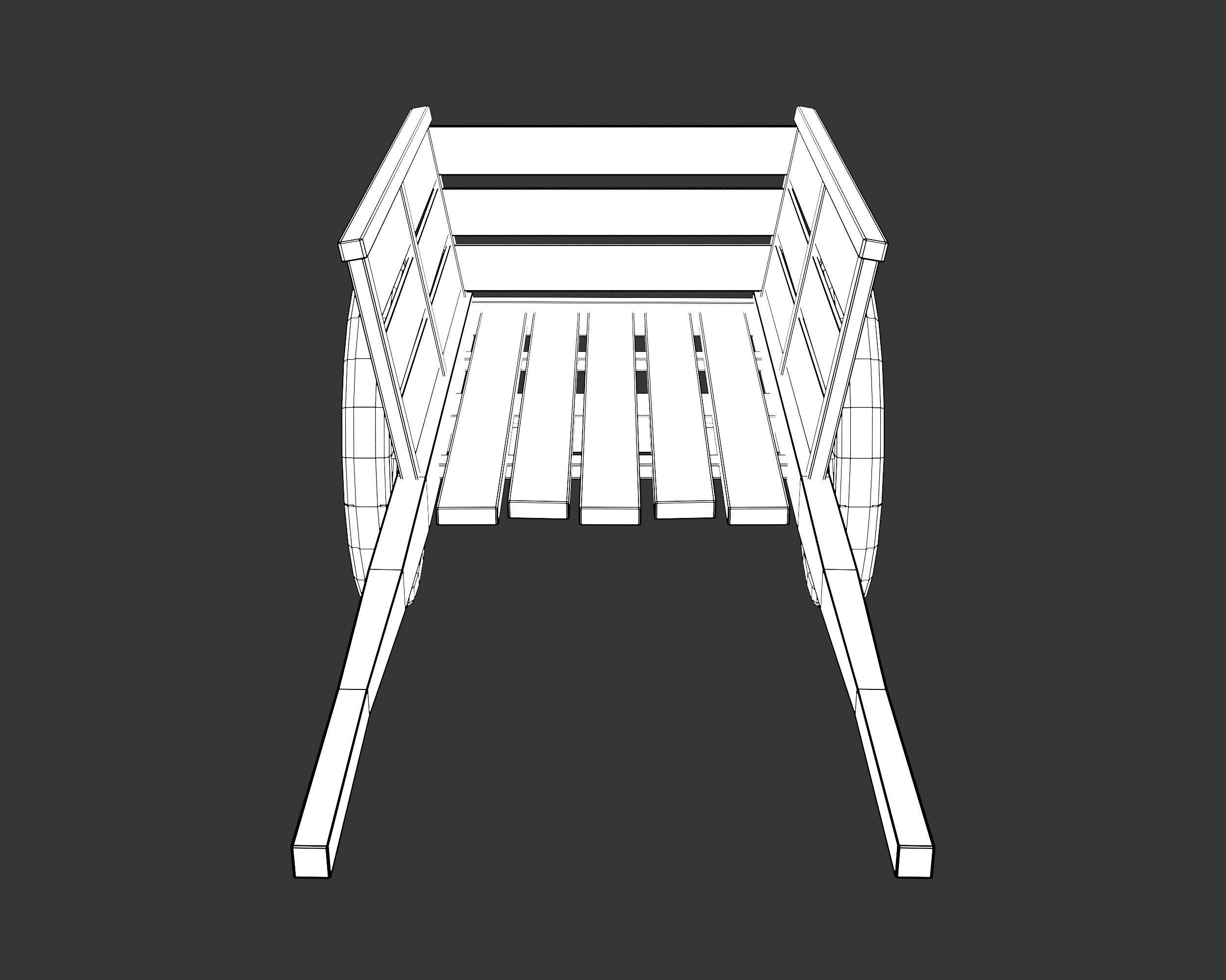 Medieval Transport Cart Small Low-poly 3D model_8