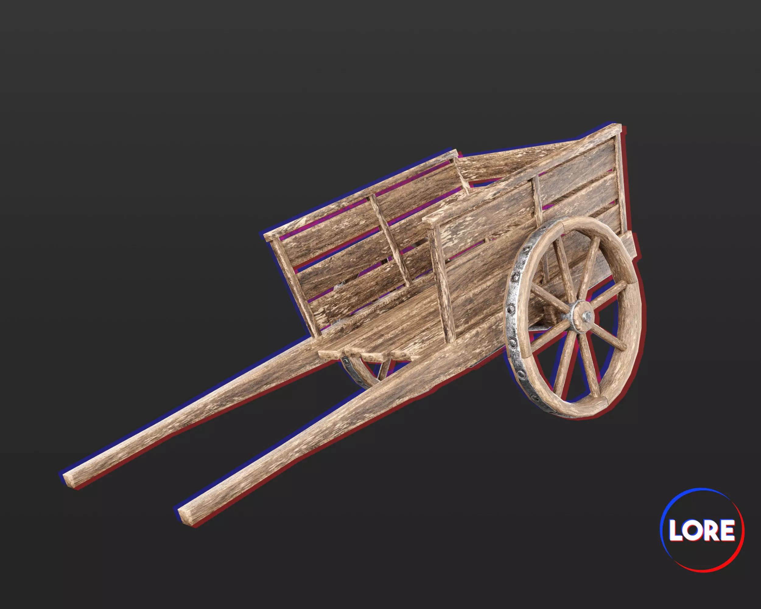 Medieval Transport Cart Small Low-poly 3D model_0
