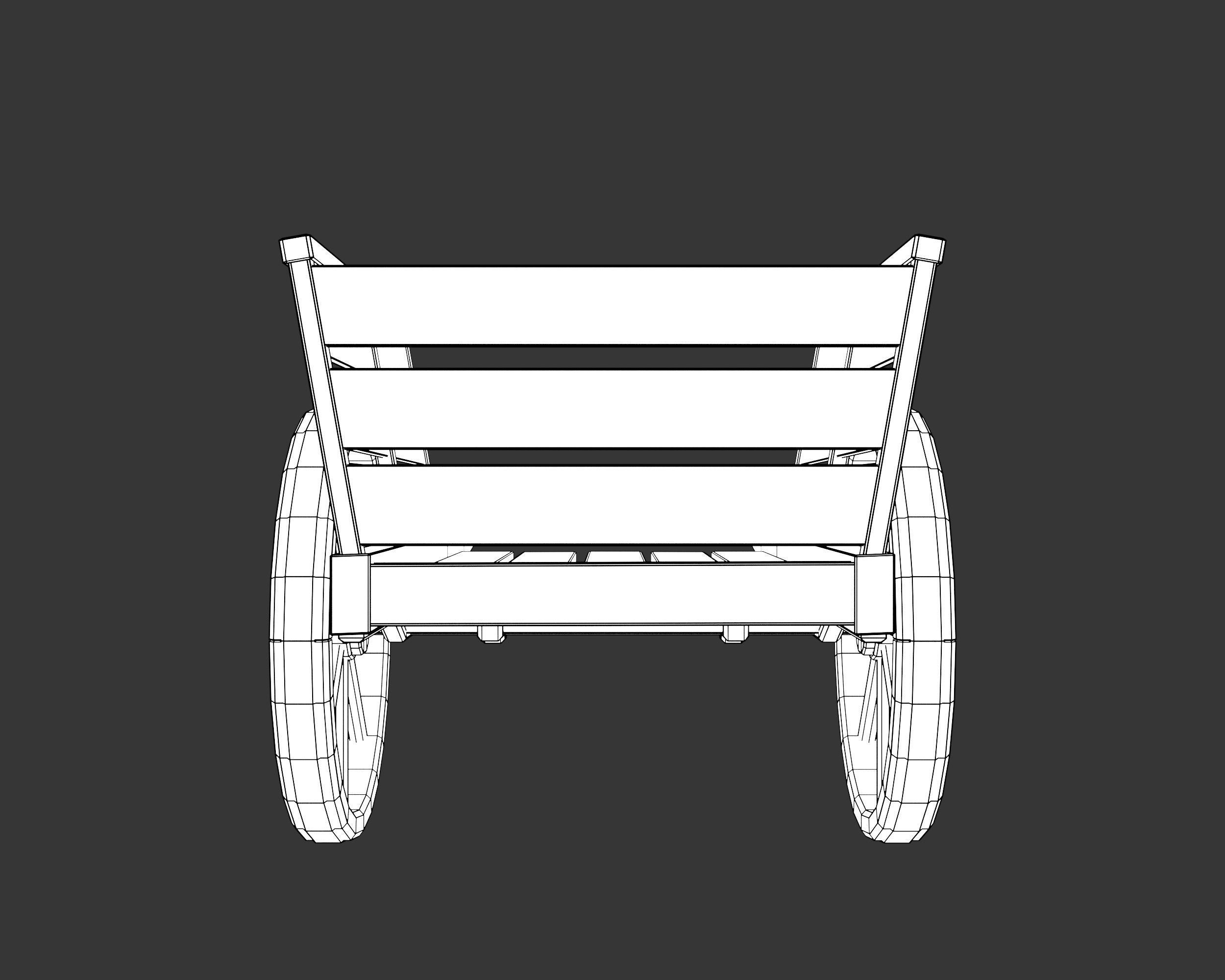 Medieval Transport Cart Small Low-poly 3D model_14