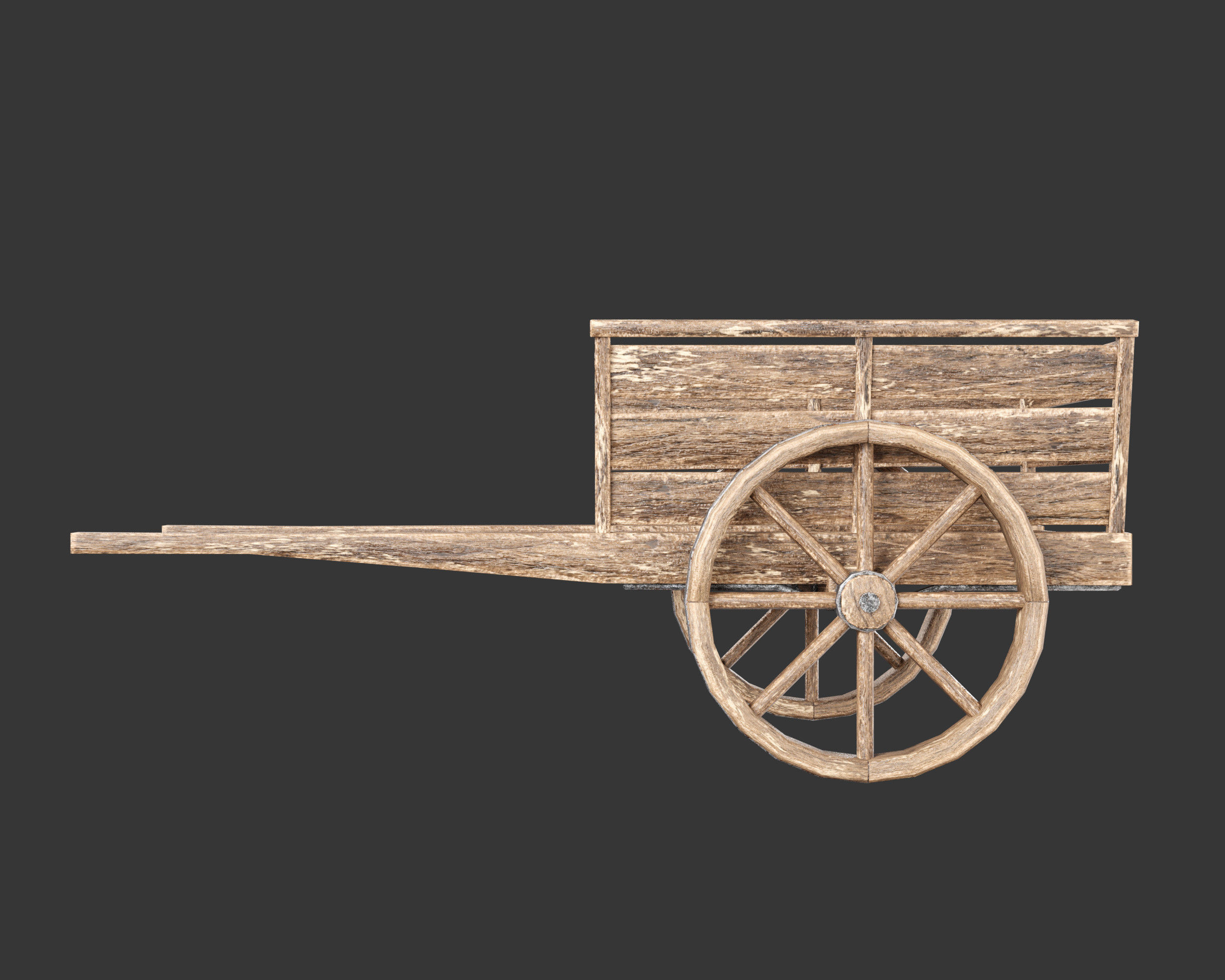 Medieval Transport Cart Small Low-poly 3D model_3
