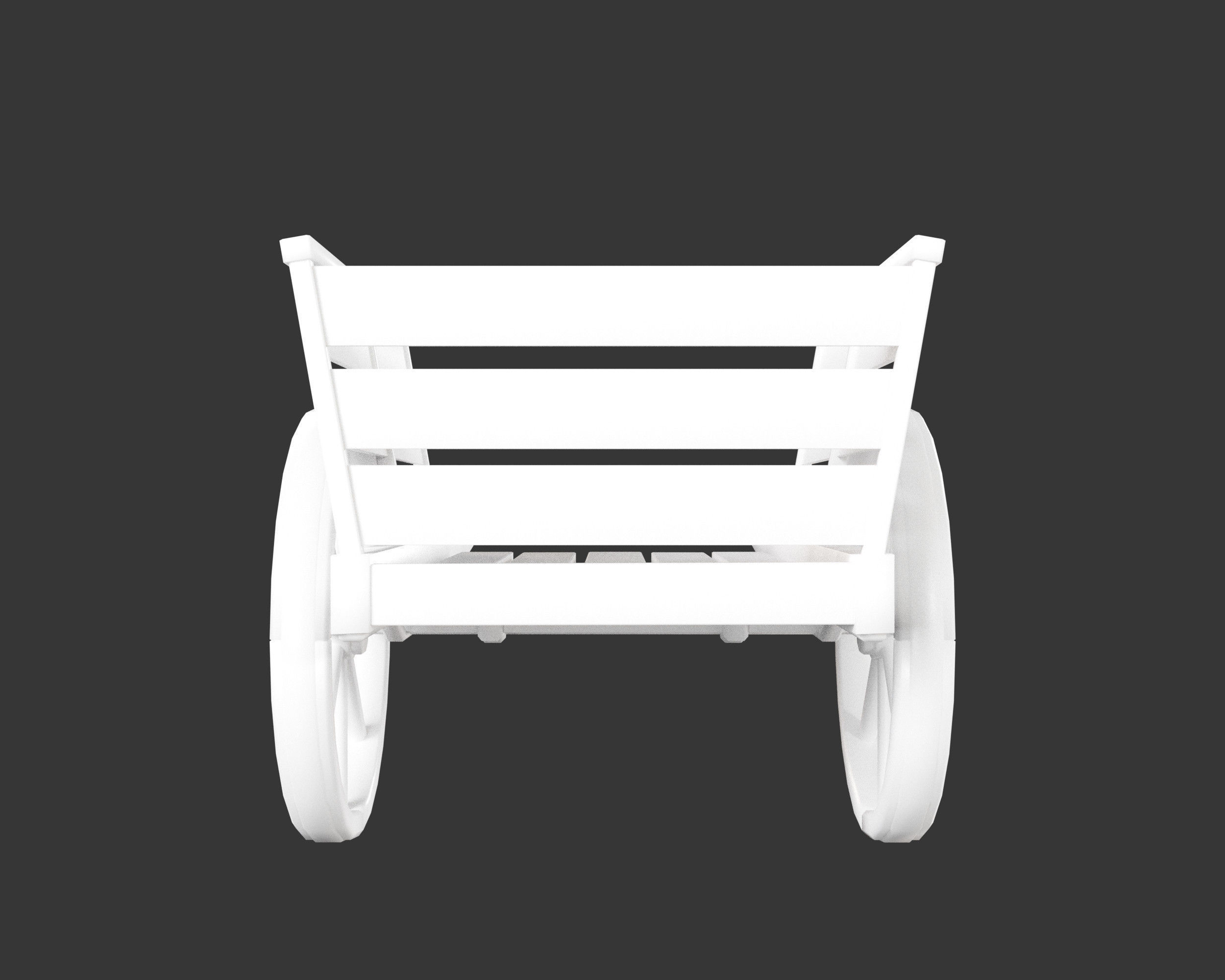 Medieval Transport Cart Small Low-poly 3D model_13