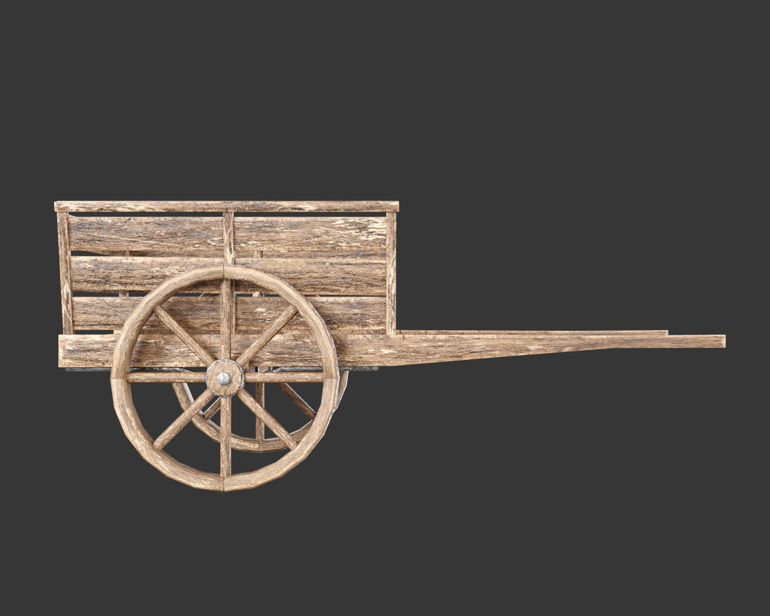 Medieval Transport Cart Small Low-poly 3D model_9