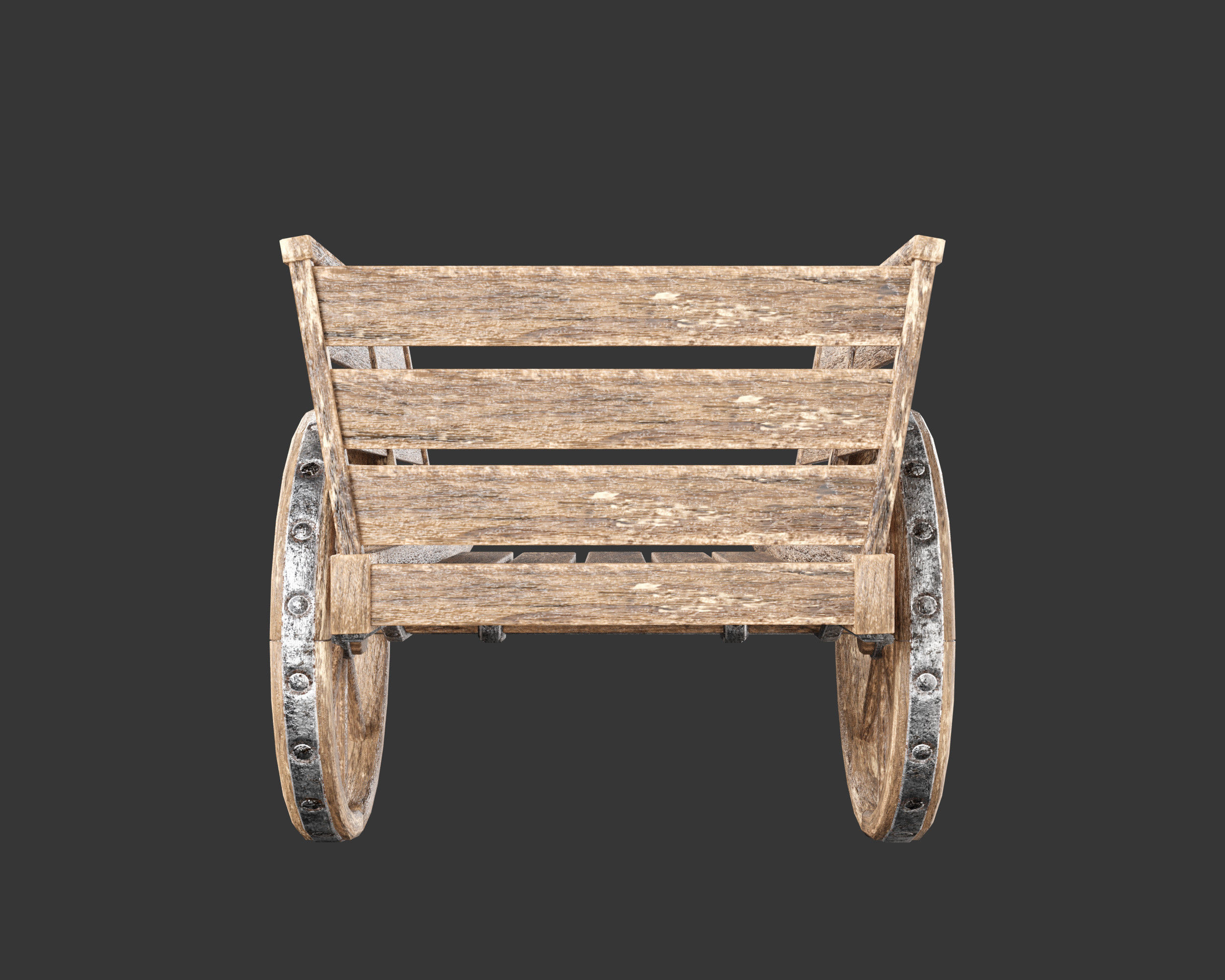 Medieval Transport Cart Small Low-poly 3D model_12