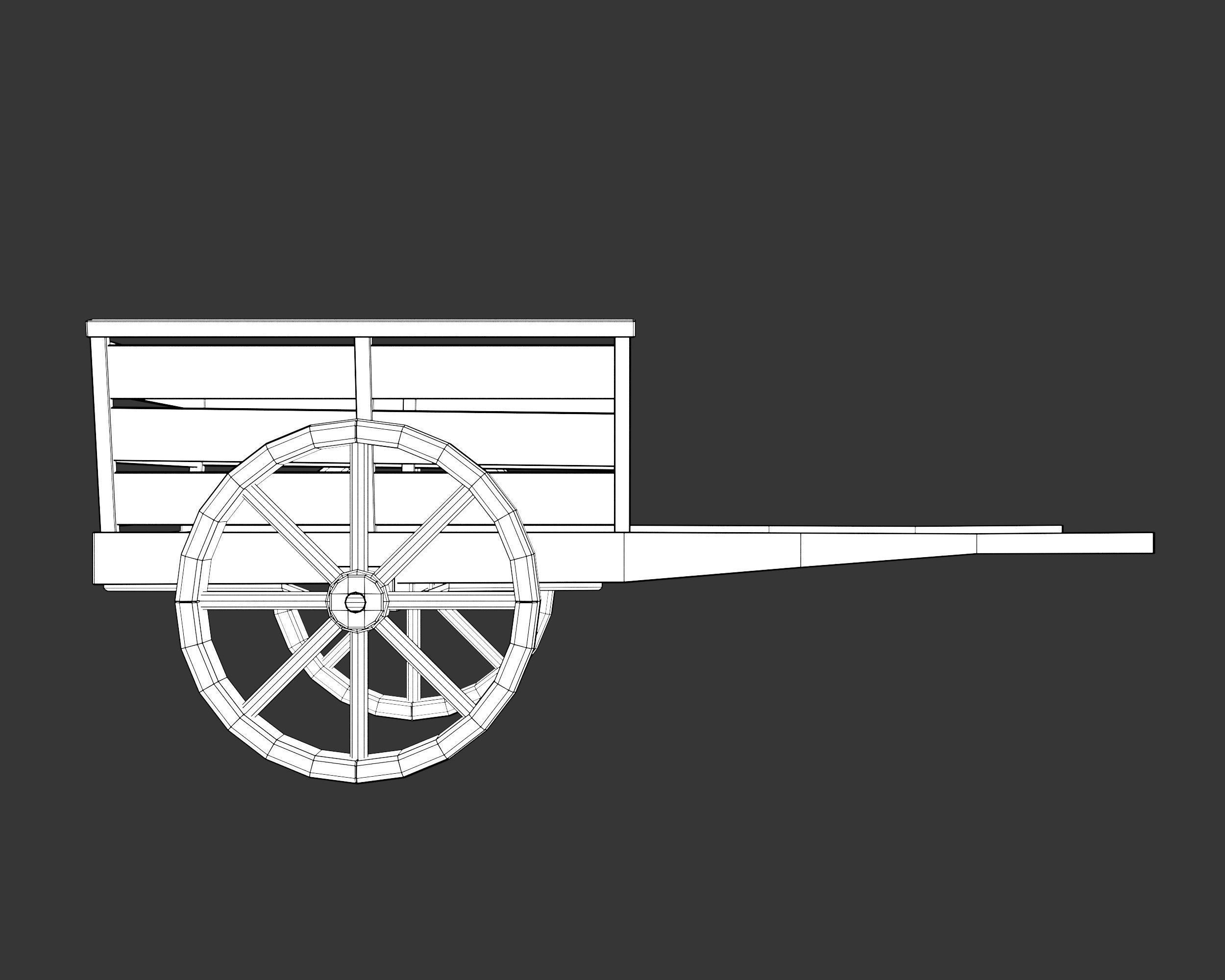 Medieval Transport Cart Small Low-poly 3D model_11