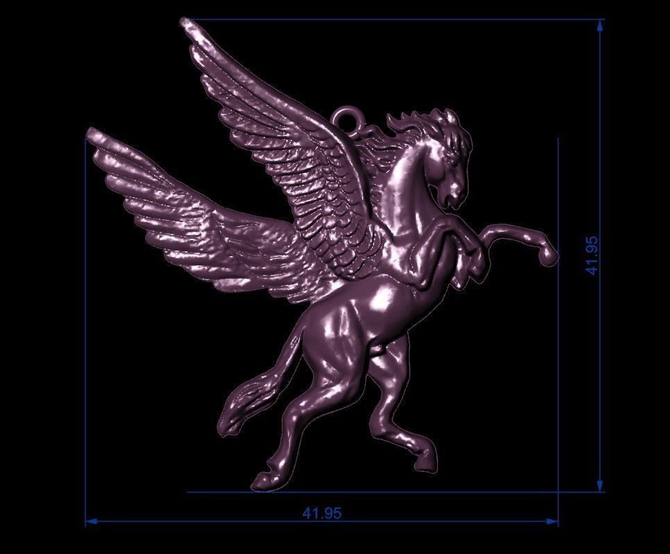 Pegasus pendant 3D print model_3