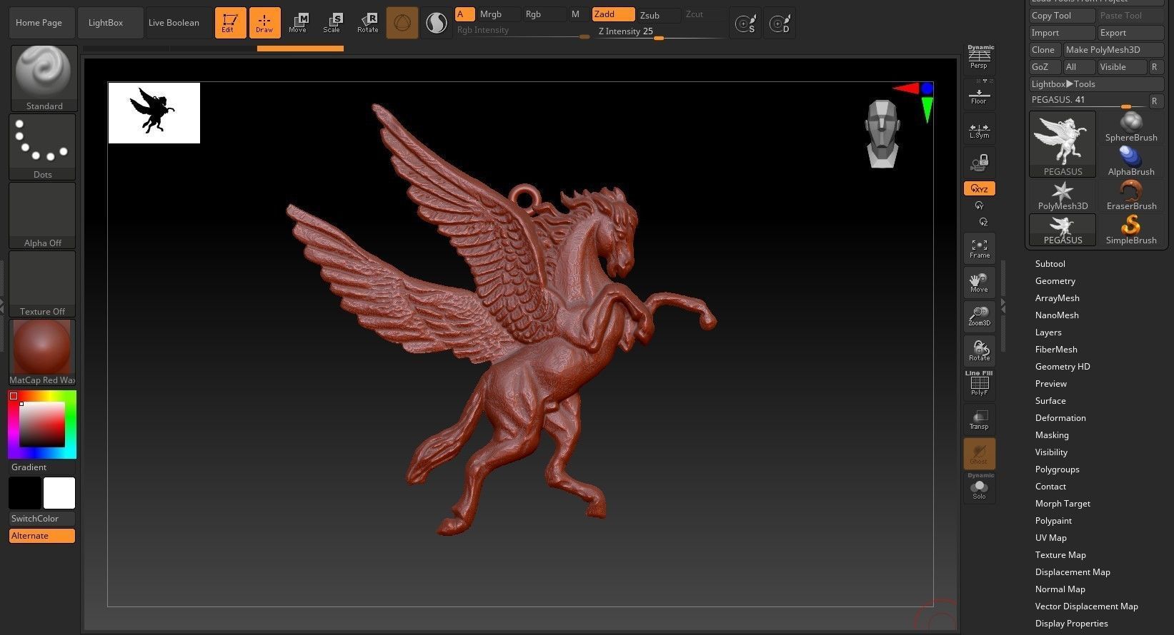 Pegasus pendant 3D print model_1