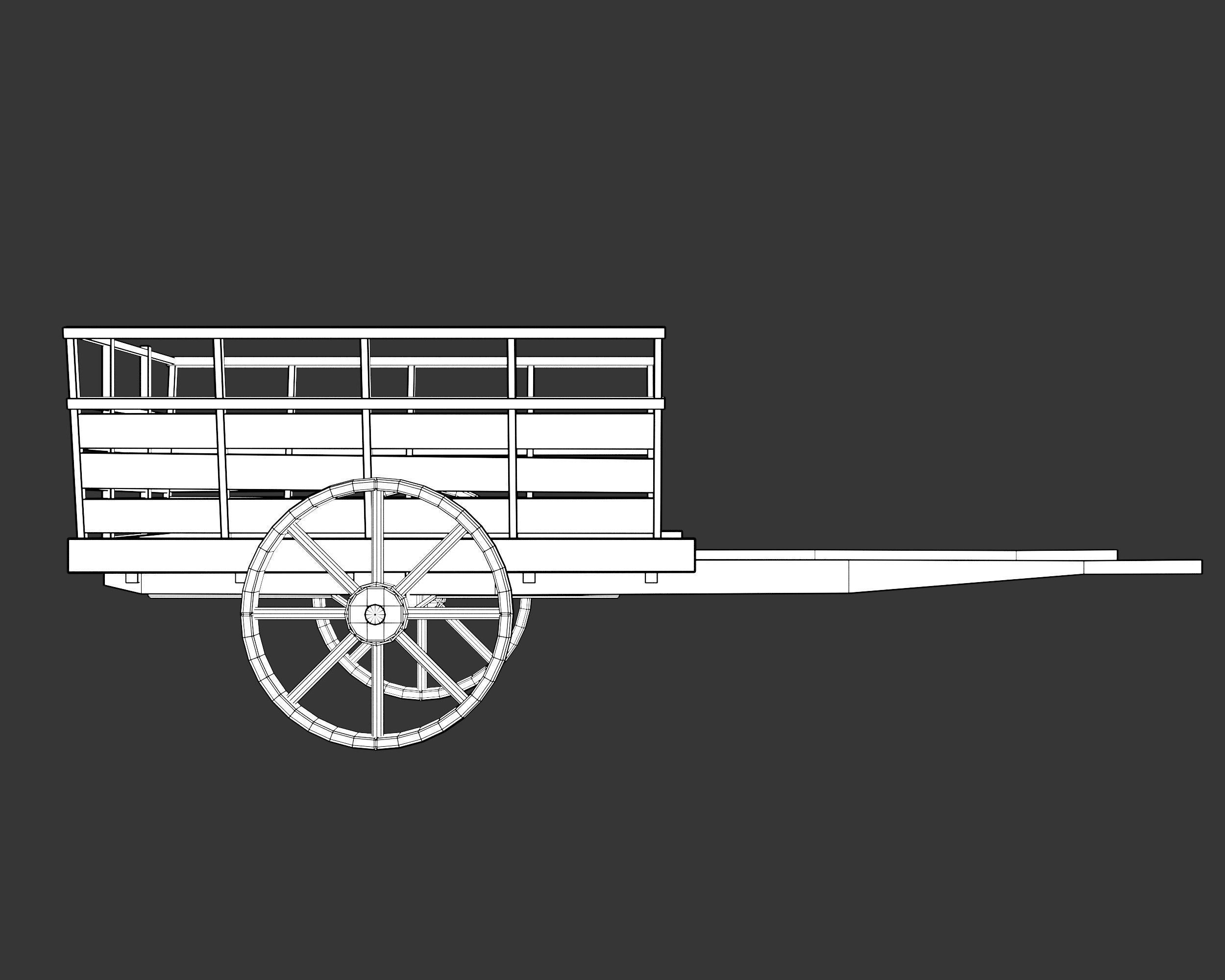 Medieval Transport Cart Medium Low-poly 3D model_11