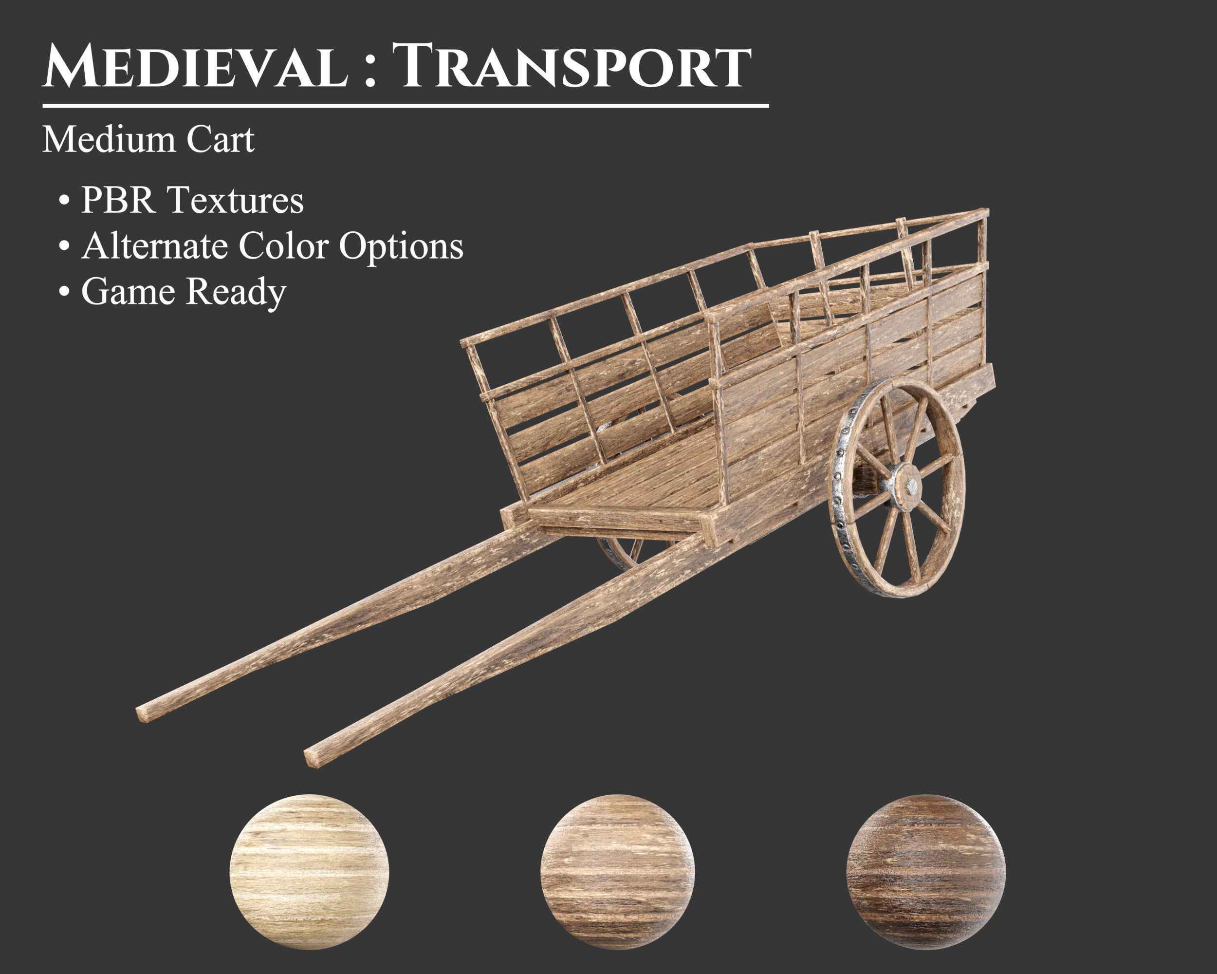 Medieval Transport Cart Medium Low-poly 3D model_1