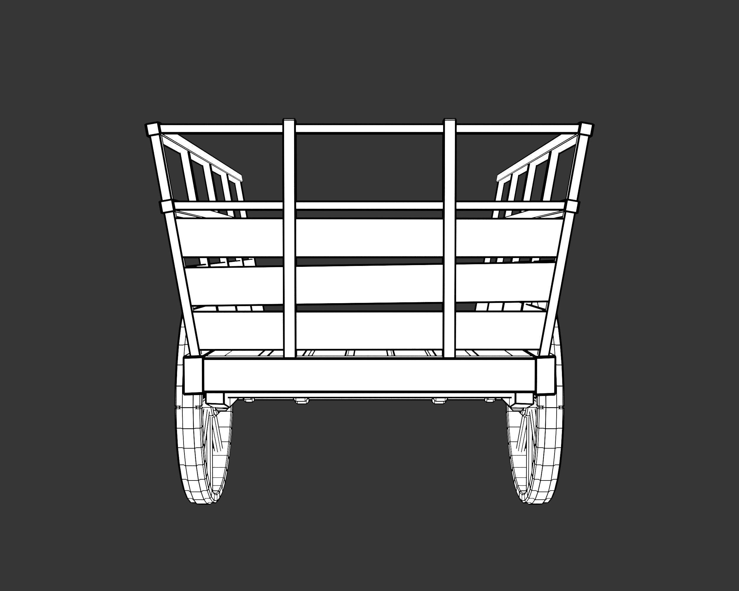 Medieval Transport Cart Medium Low-poly 3D model_14