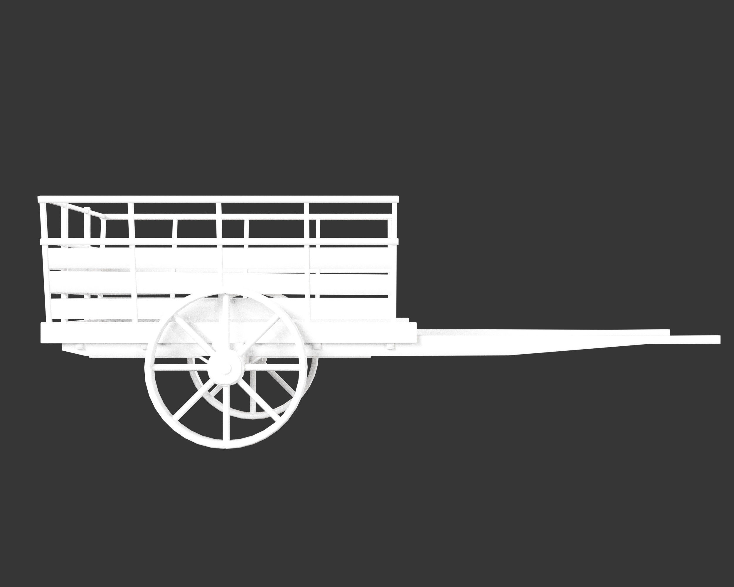 Medieval Transport Cart Medium Low-poly 3D model_10