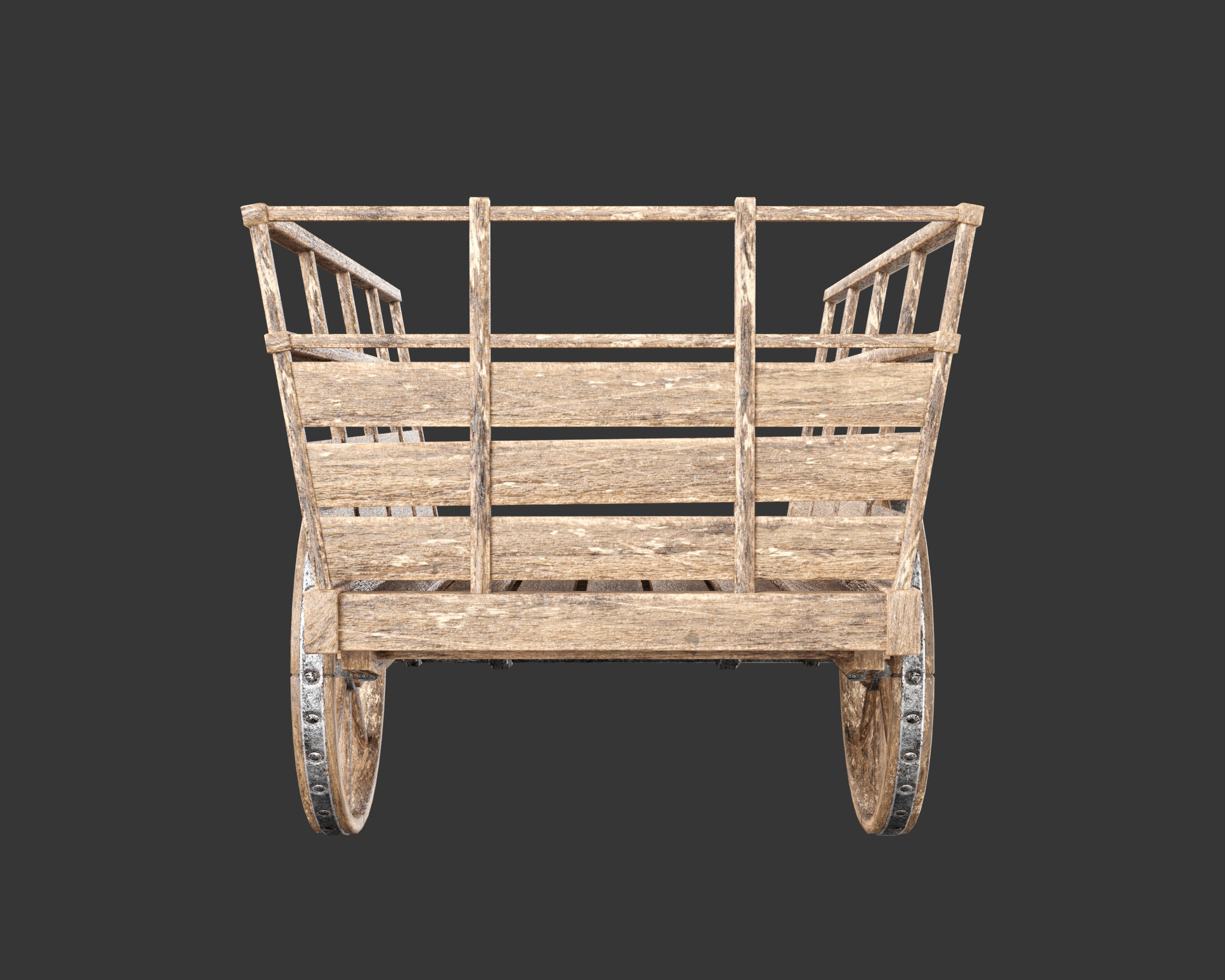 Medieval Transport Cart Medium Low-poly 3D model_12
