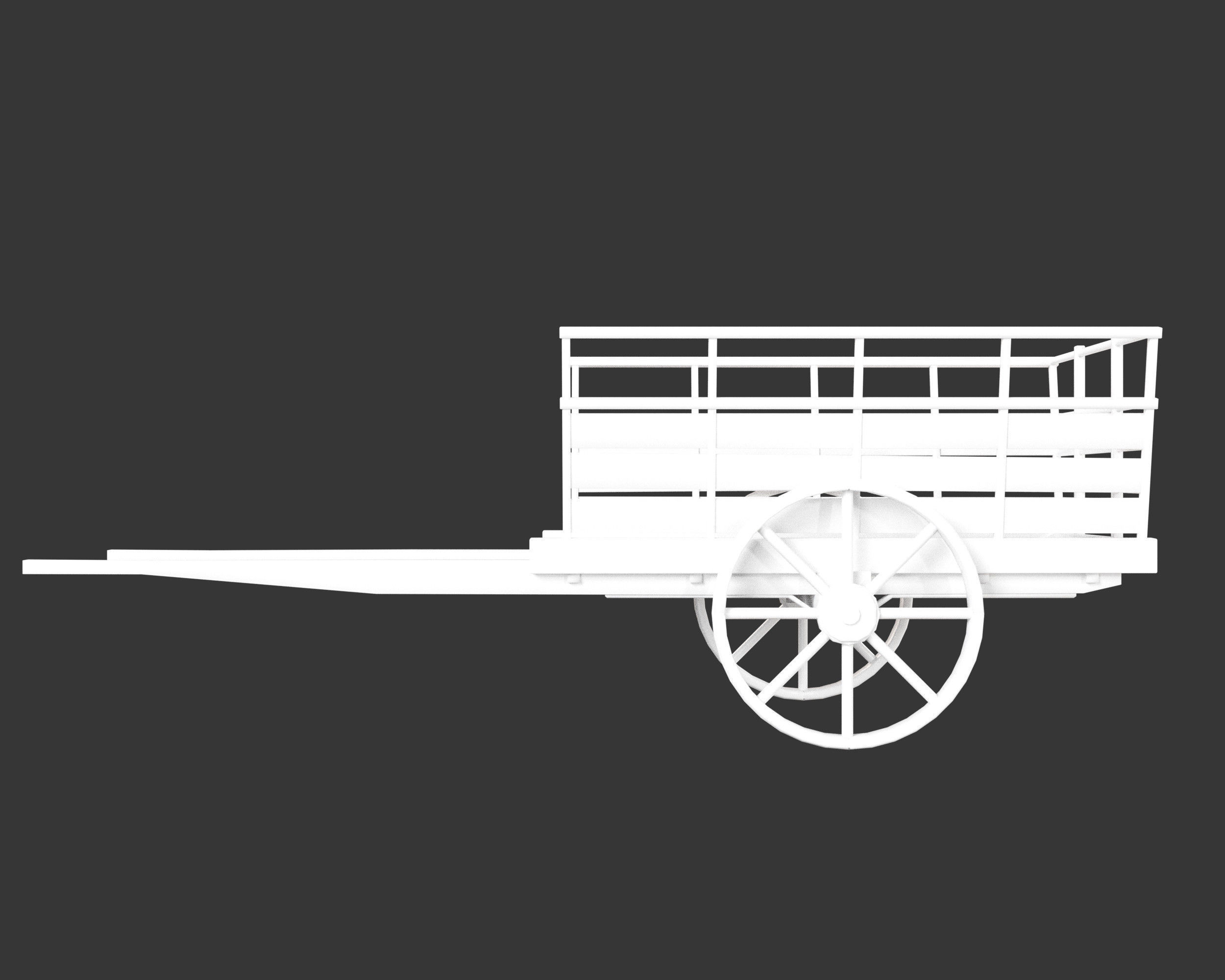 Medieval Transport Cart Medium Low-poly 3D model_4