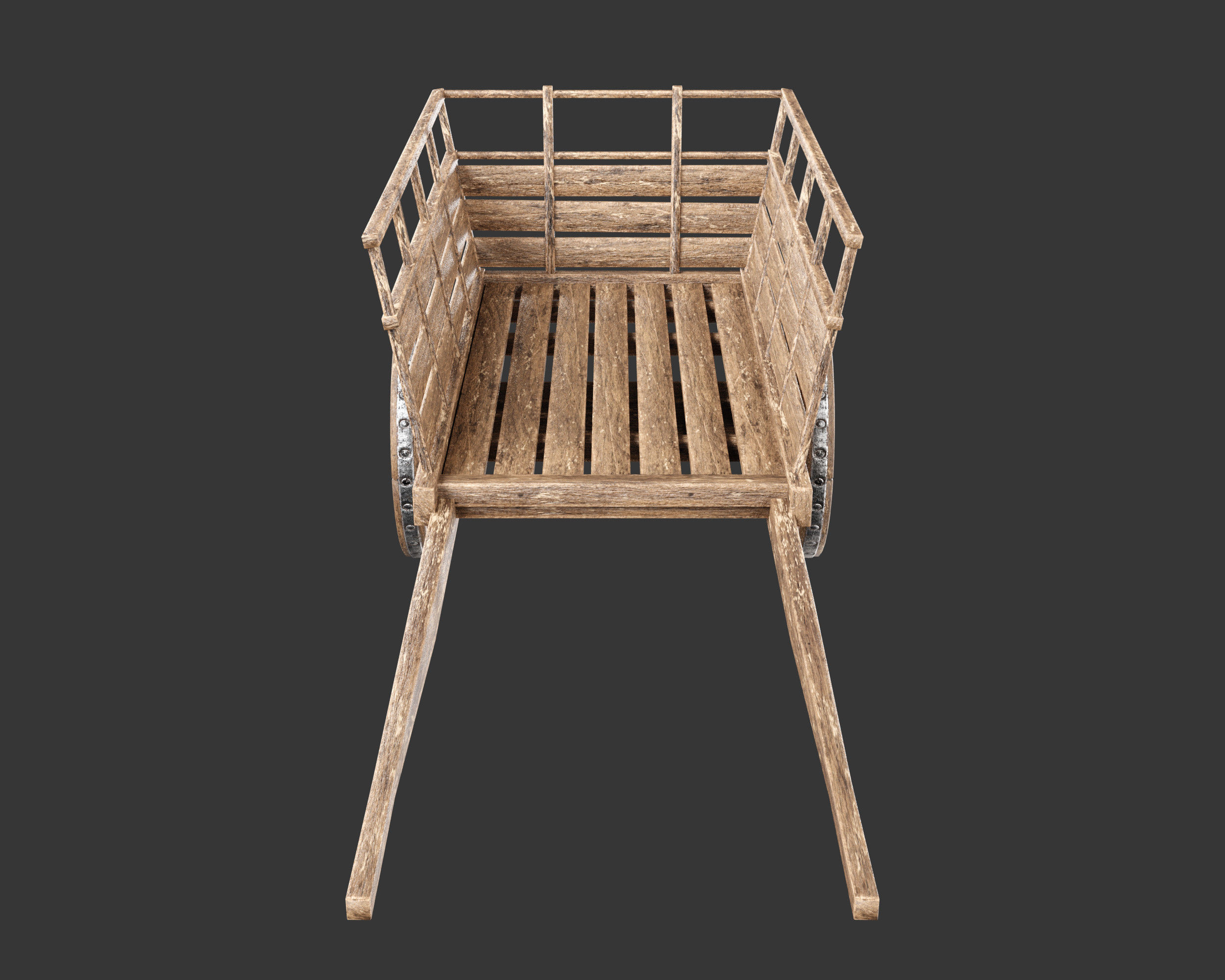 Medieval Transport Cart Medium Low-poly 3D model_6
