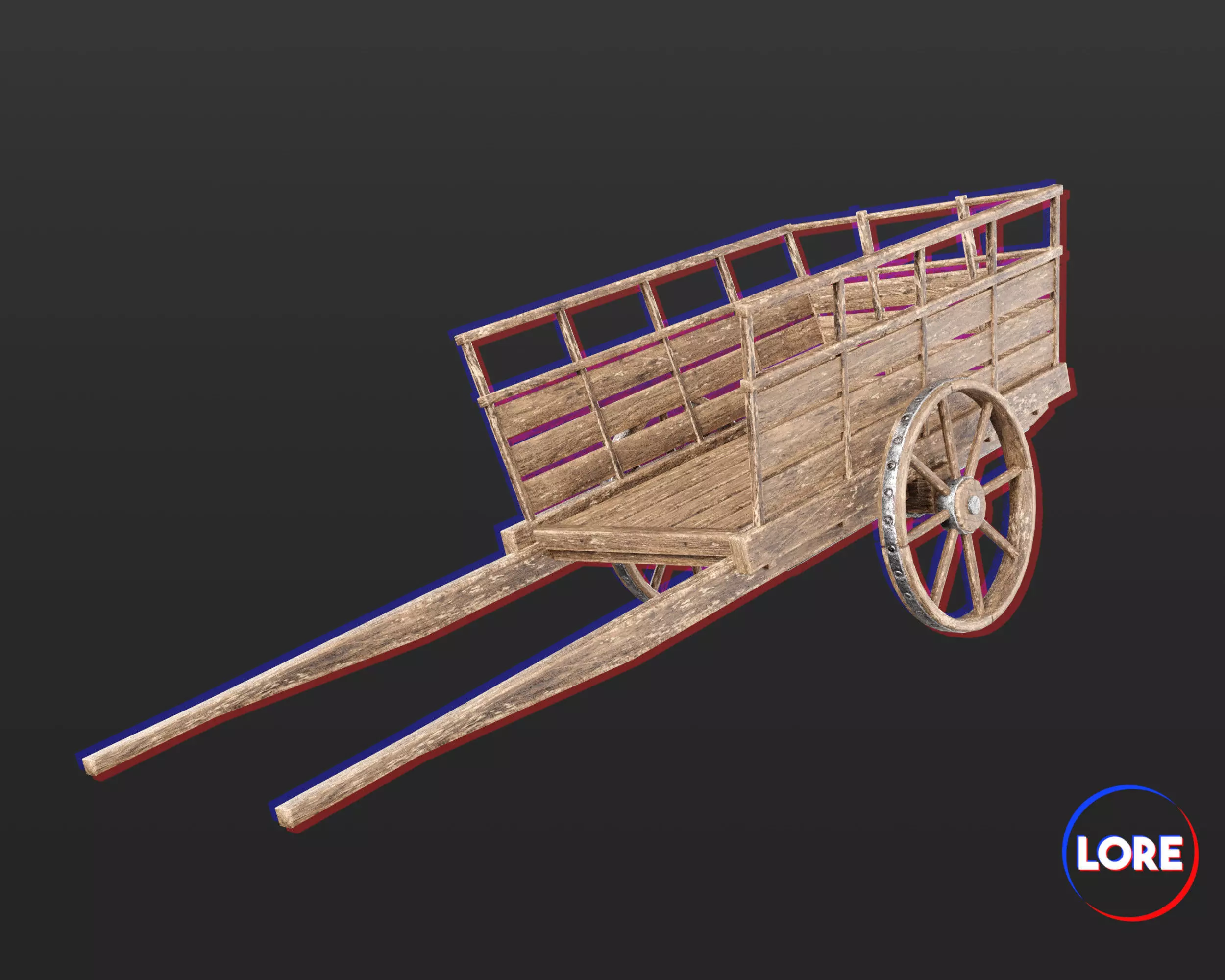 Medieval Transport Cart Medium Low-poly 3D model_0