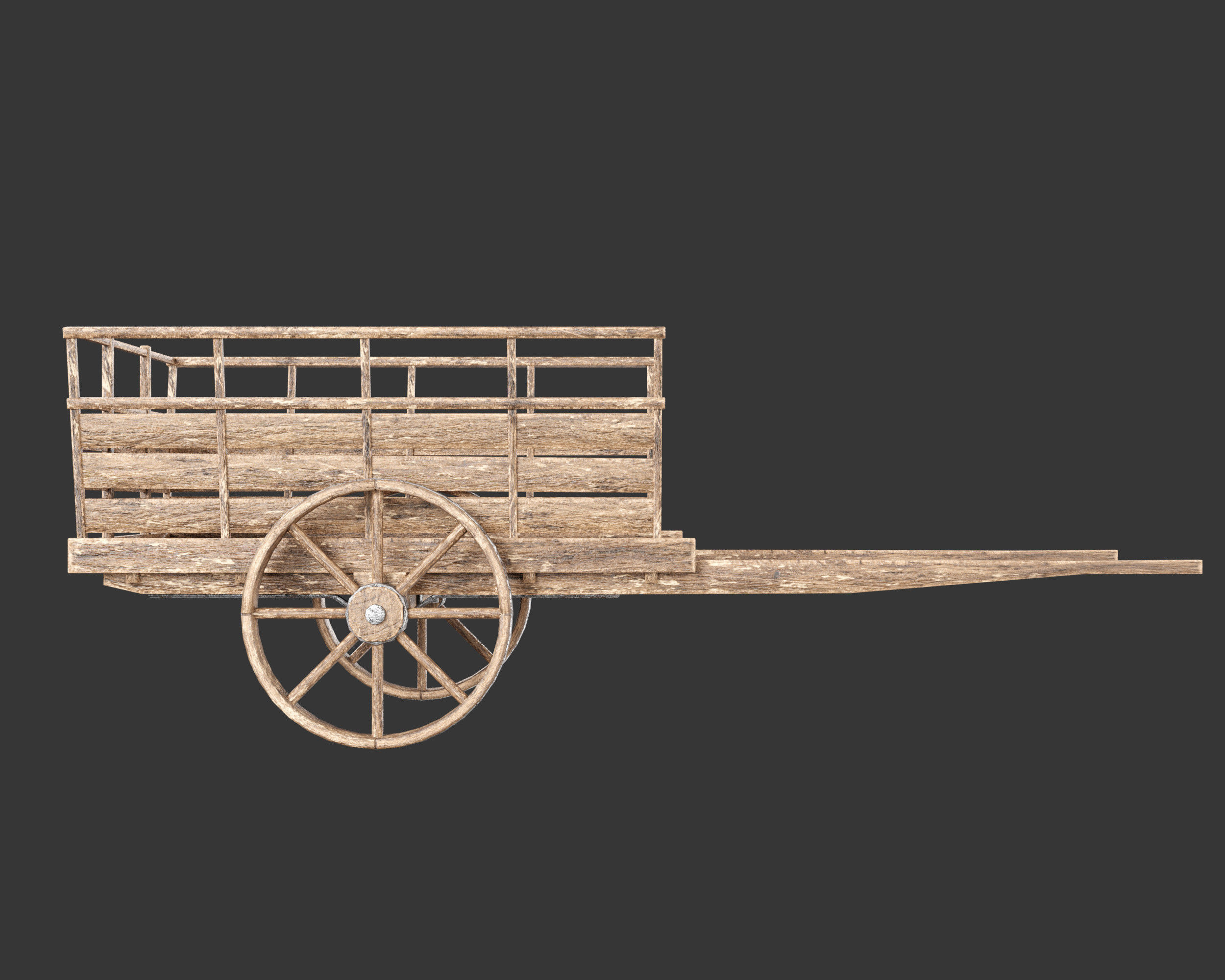 Medieval Transport Cart Medium Low-poly 3D model_9