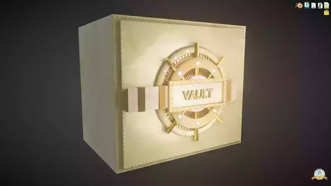 Stylized Gold Vault Animated Low-poly 3D model
