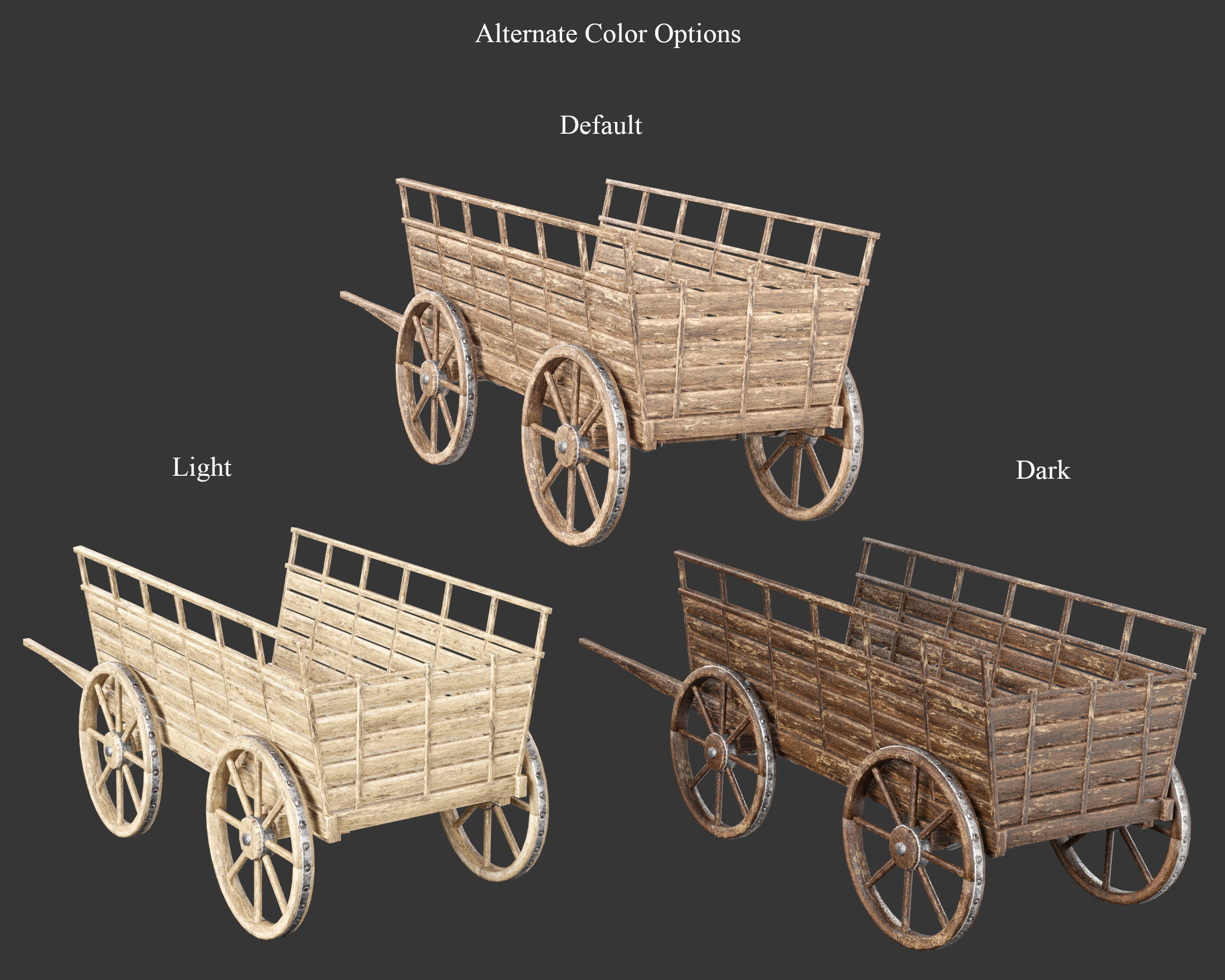 Medieval Transport Cart Large Low-poly 3D model_2