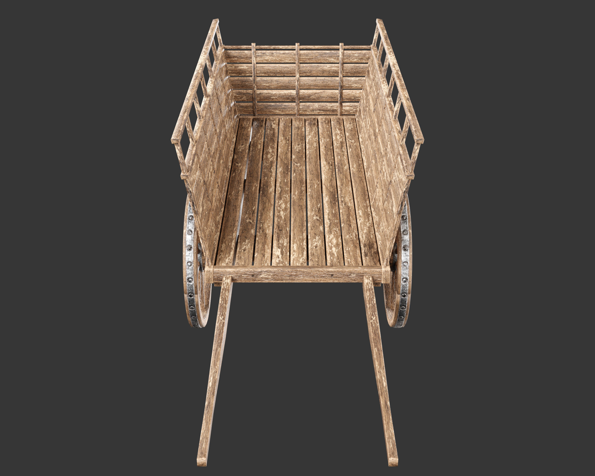 Medieval Transport Cart Large Low-poly 3D model_6