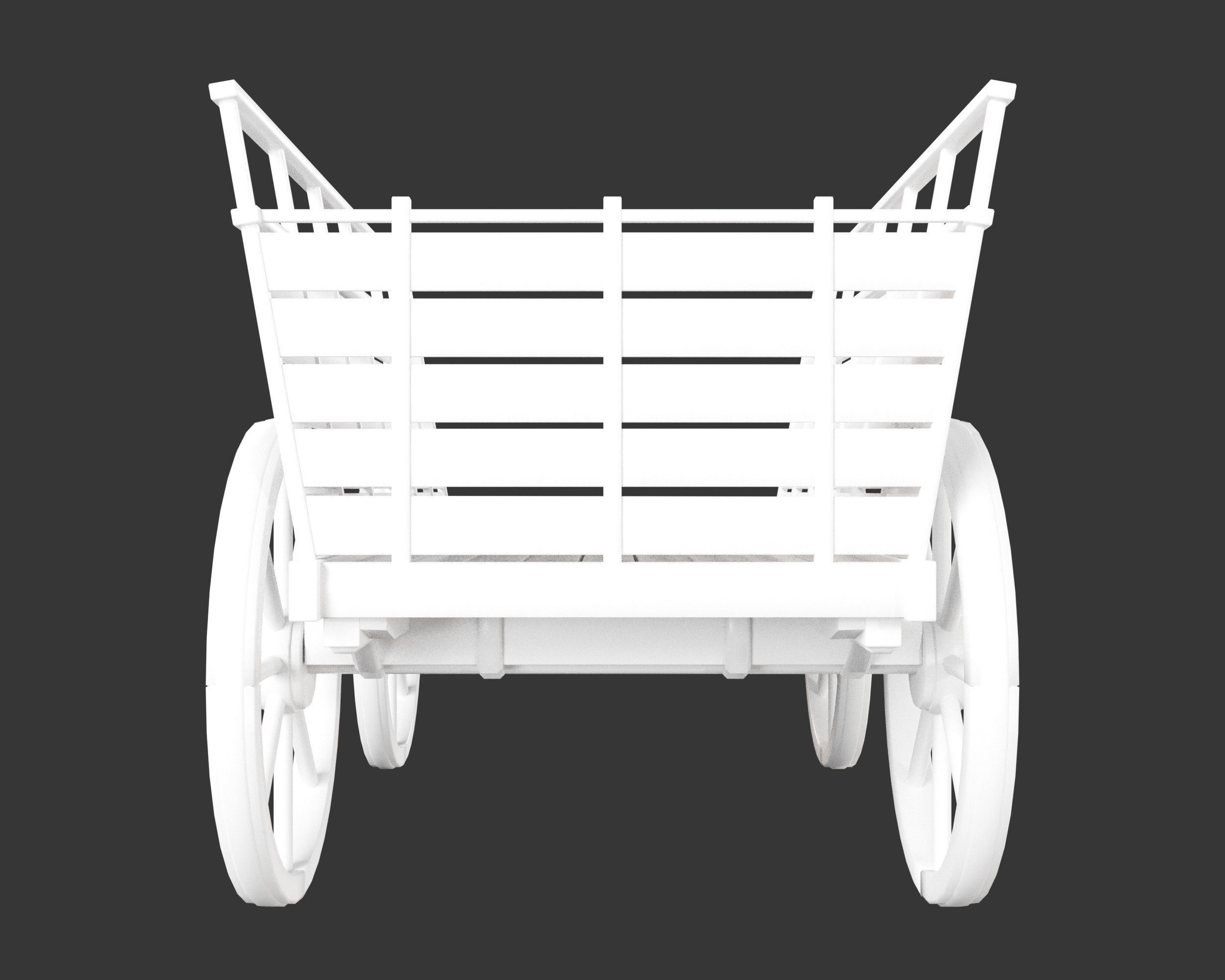 Medieval Transport Cart Large Low-poly 3D model_13