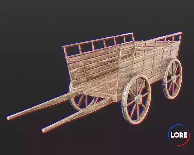 Medieval Transport Cart Large Low-poly 3D model