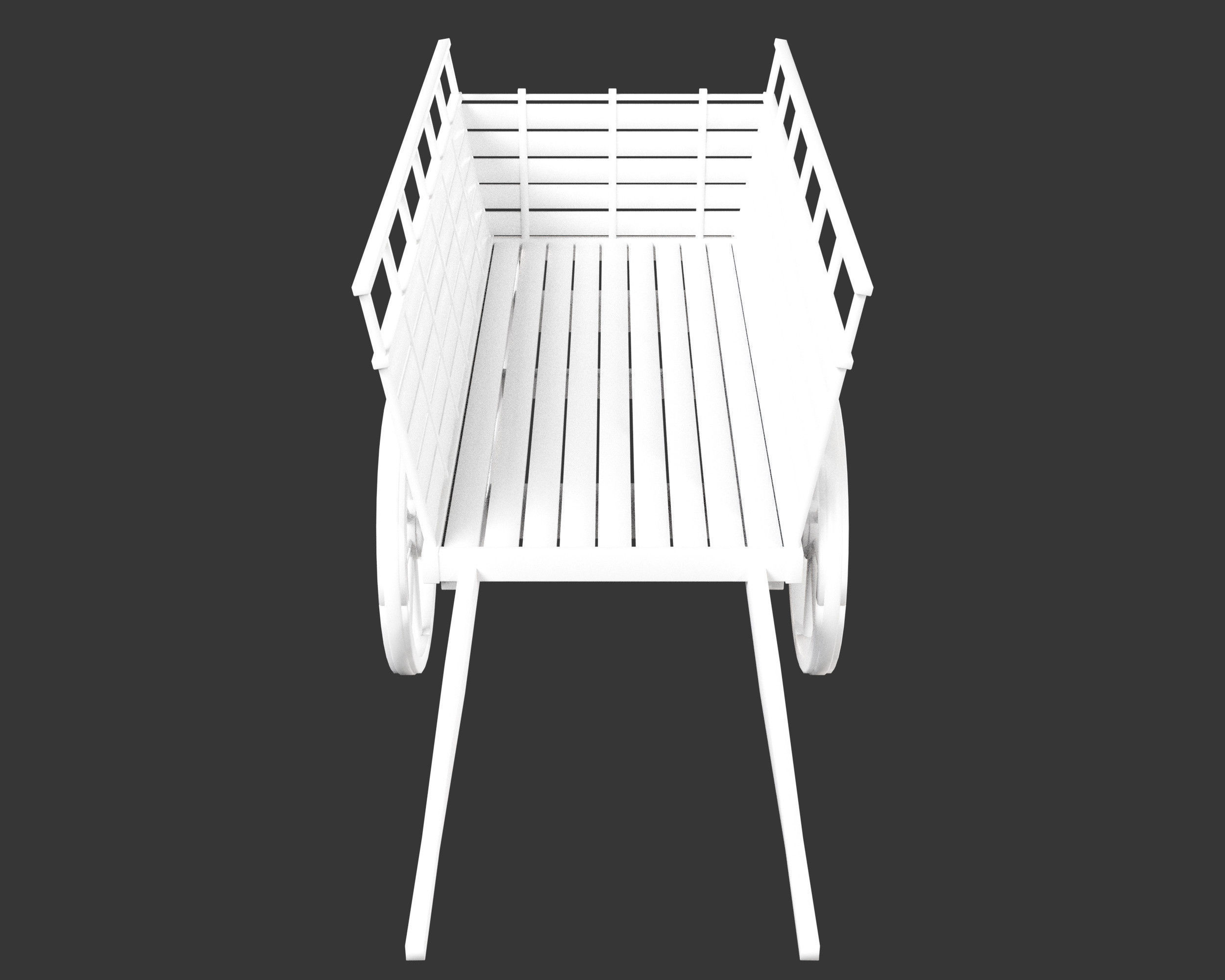 Medieval Transport Cart Large Low-poly 3D model_7