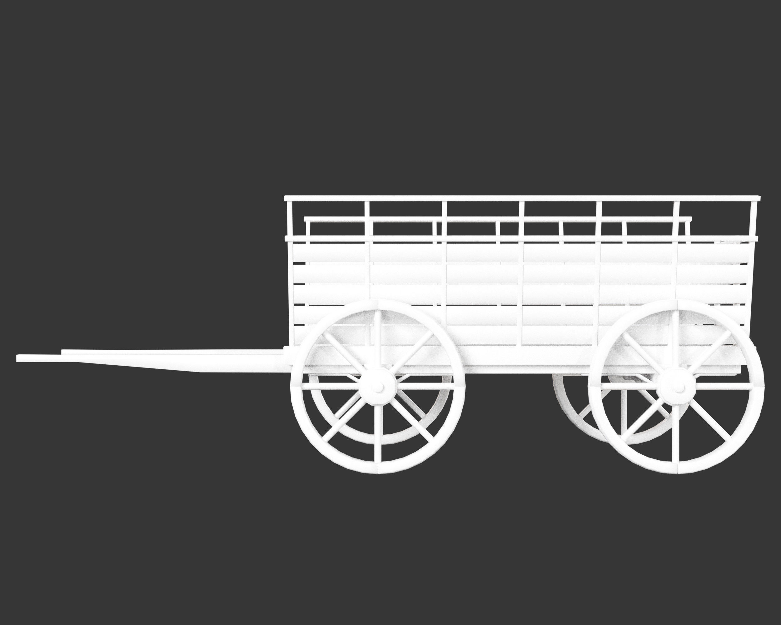 Medieval Transport Cart Large Low-poly 3D model_4