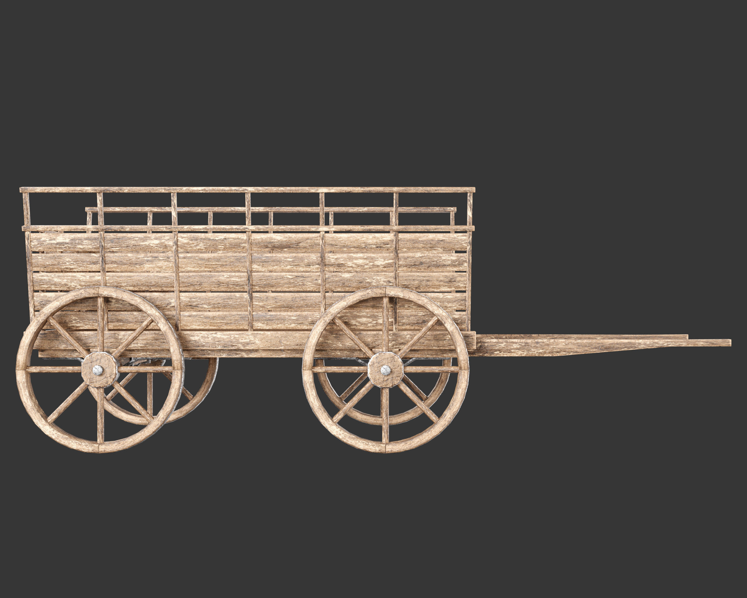 Medieval Transport Cart Large Low-poly 3D model_9
