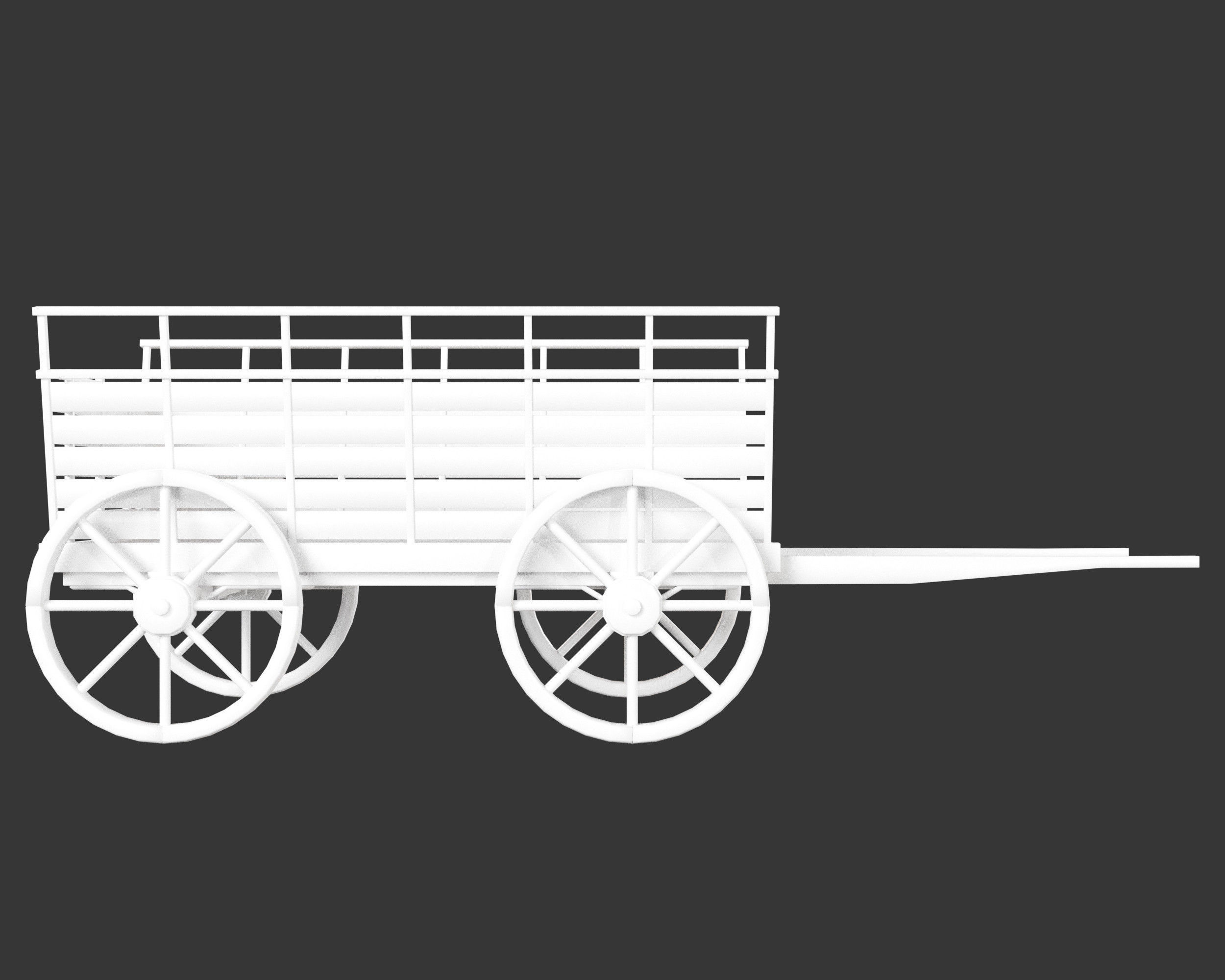 Medieval Transport Cart Large Low-poly 3D model_10