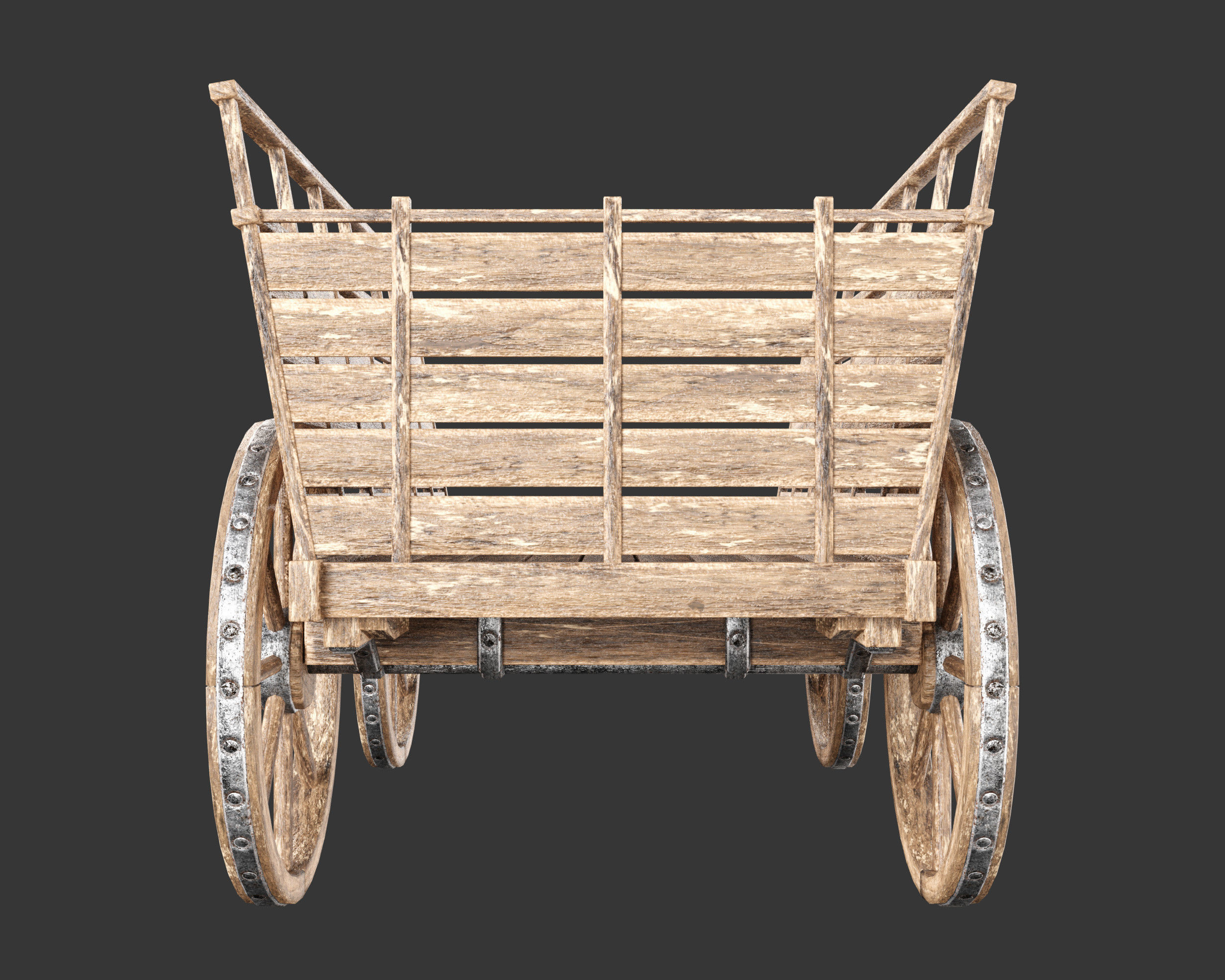 Medieval Transport Cart Large Low-poly 3D model_12