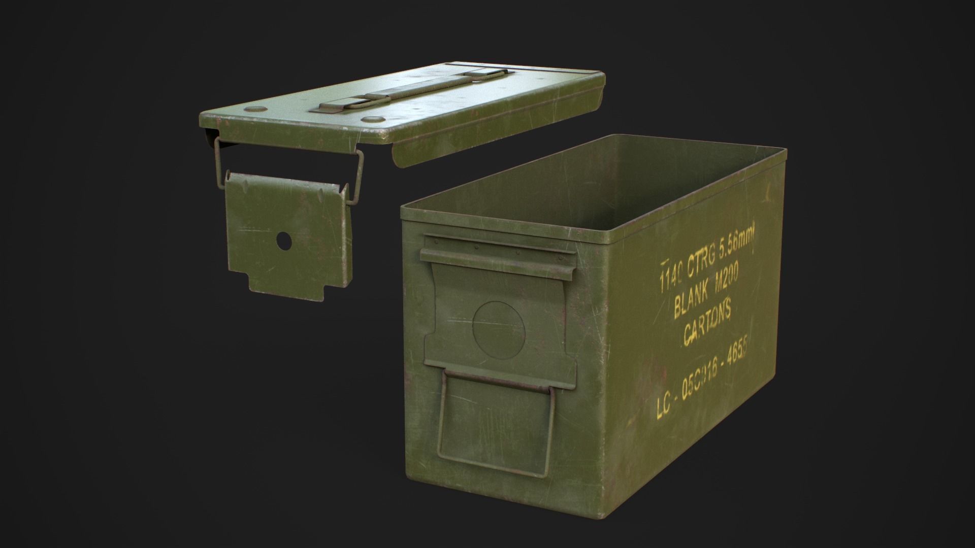 Military ammo boxes Low-poly 3D model_50