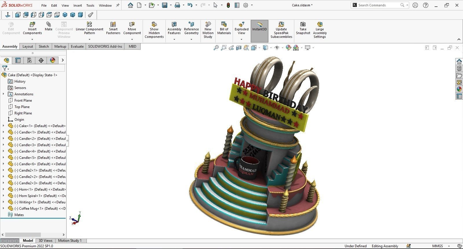 Birthday Cake 3D model_3