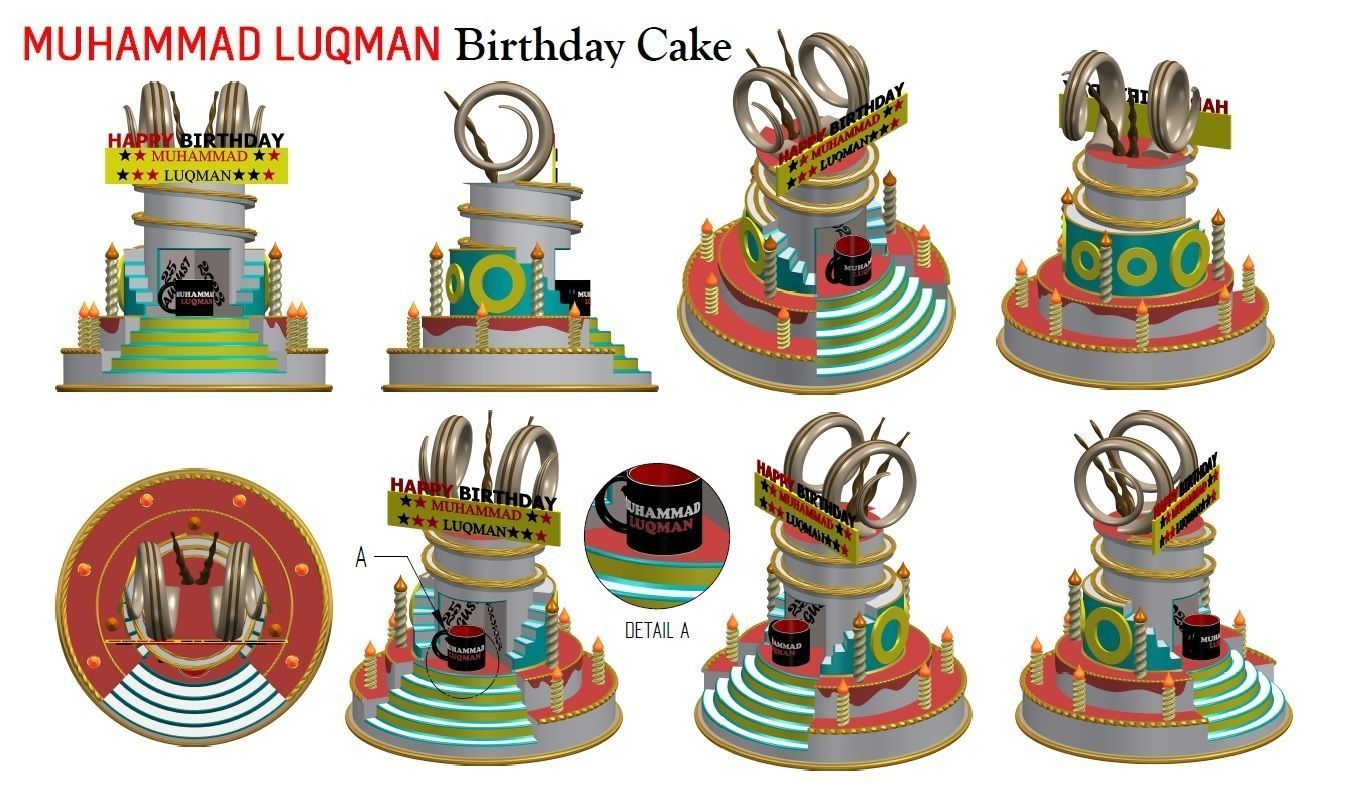 Birthday Cake 3D model_10