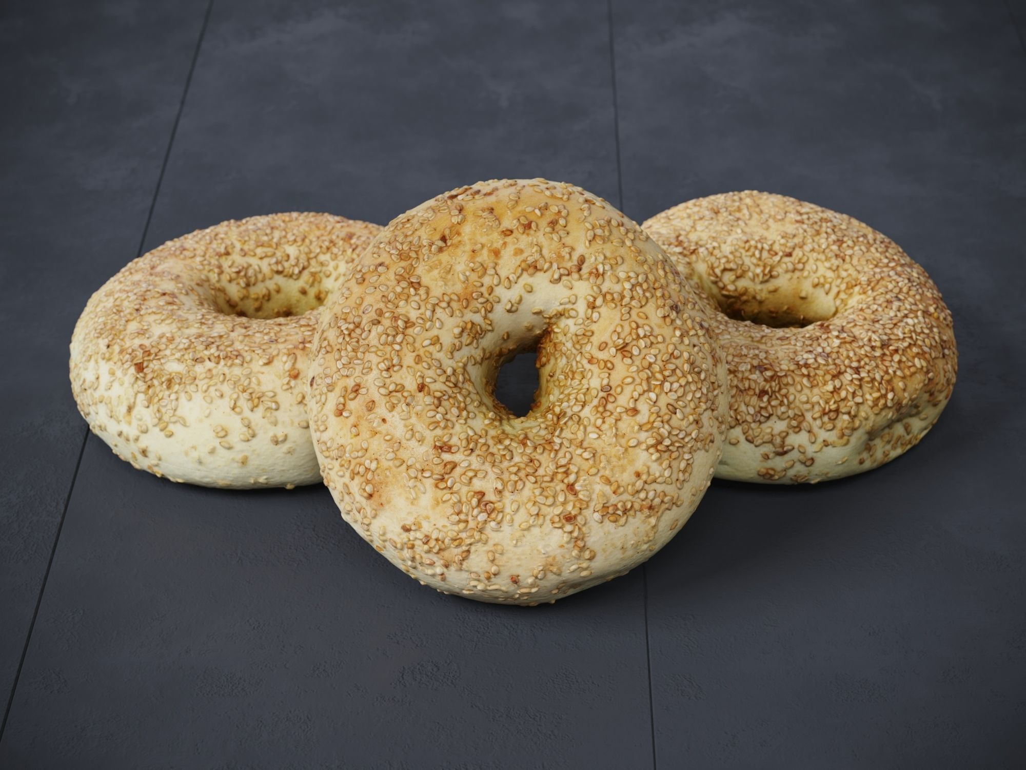 Sesame Bagels  3D model_2