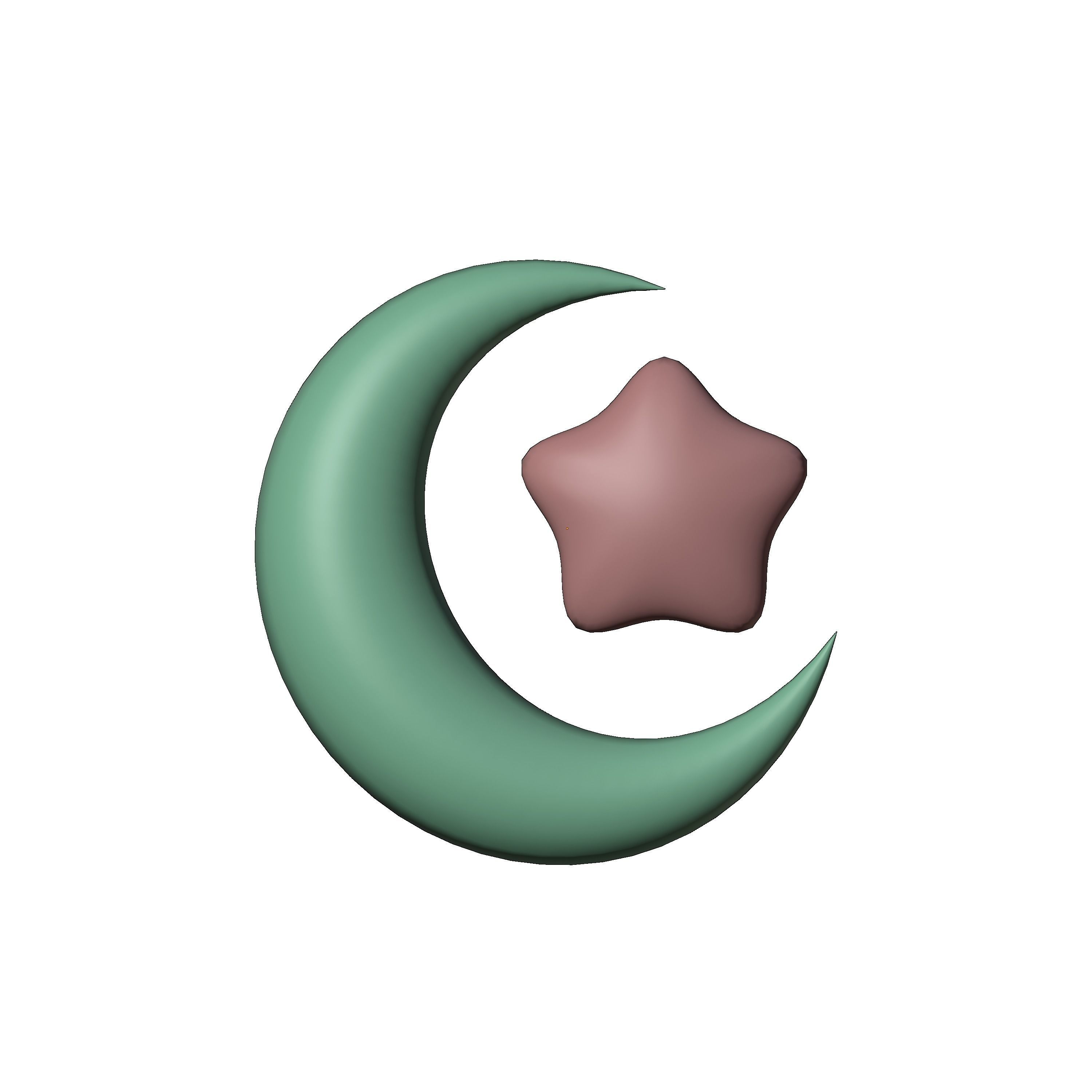 Crescent Moon And Star 3D model_2