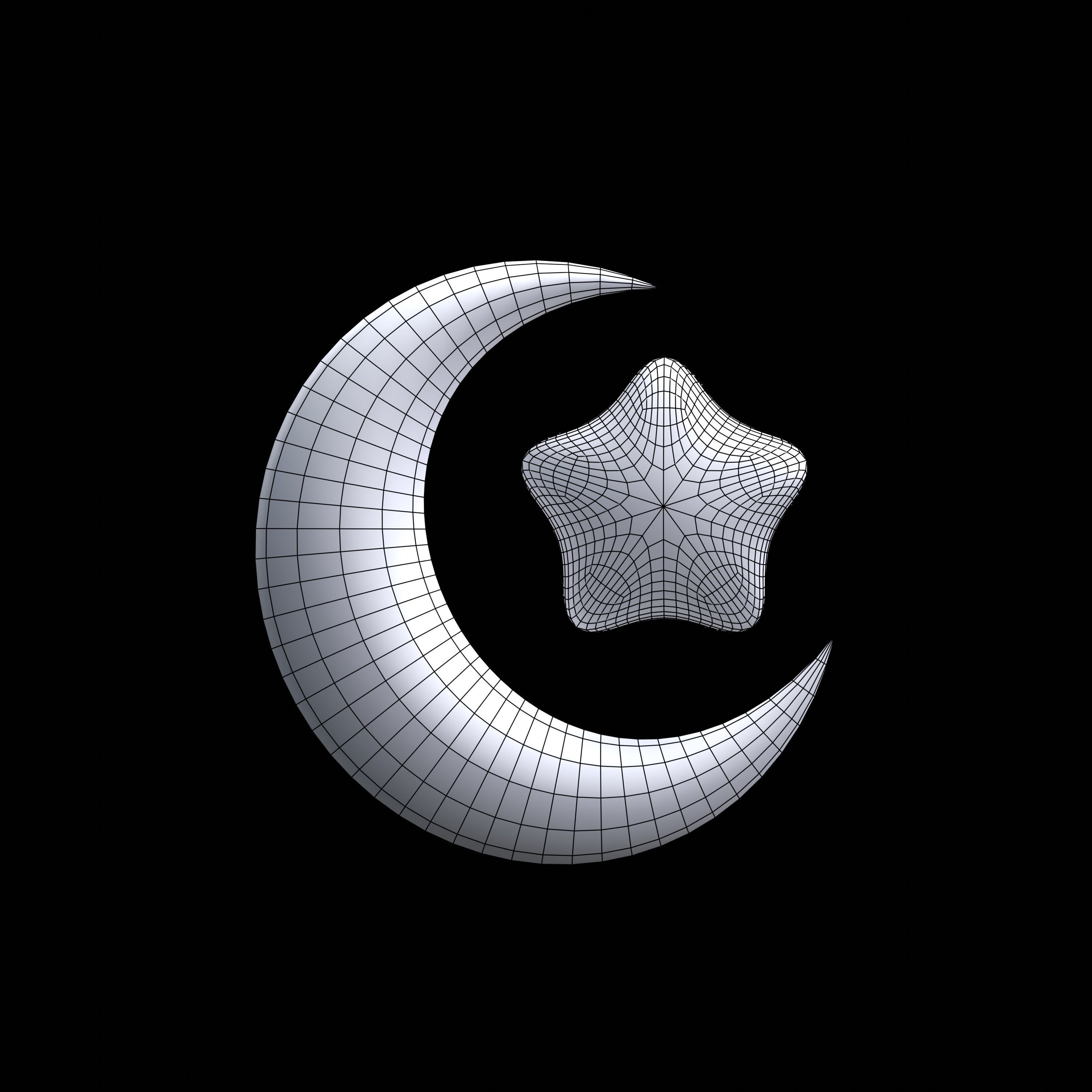 Crescent Moon And Star 3D model_4
