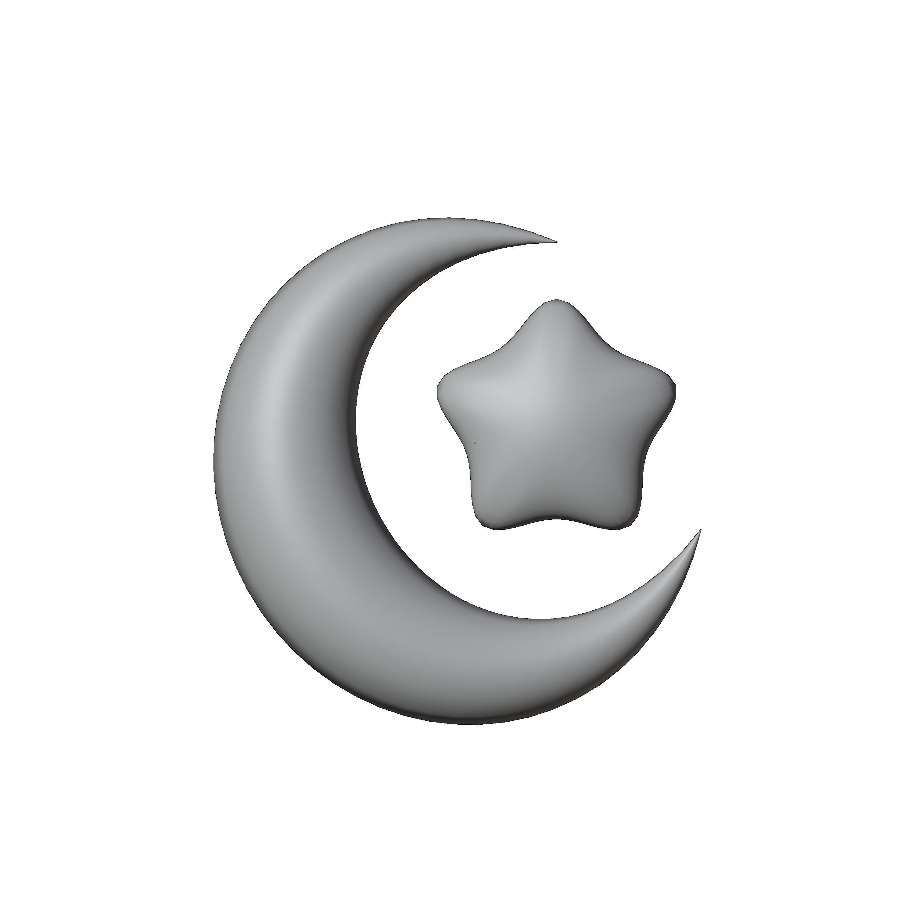 Crescent Moon And Star 3D model_1