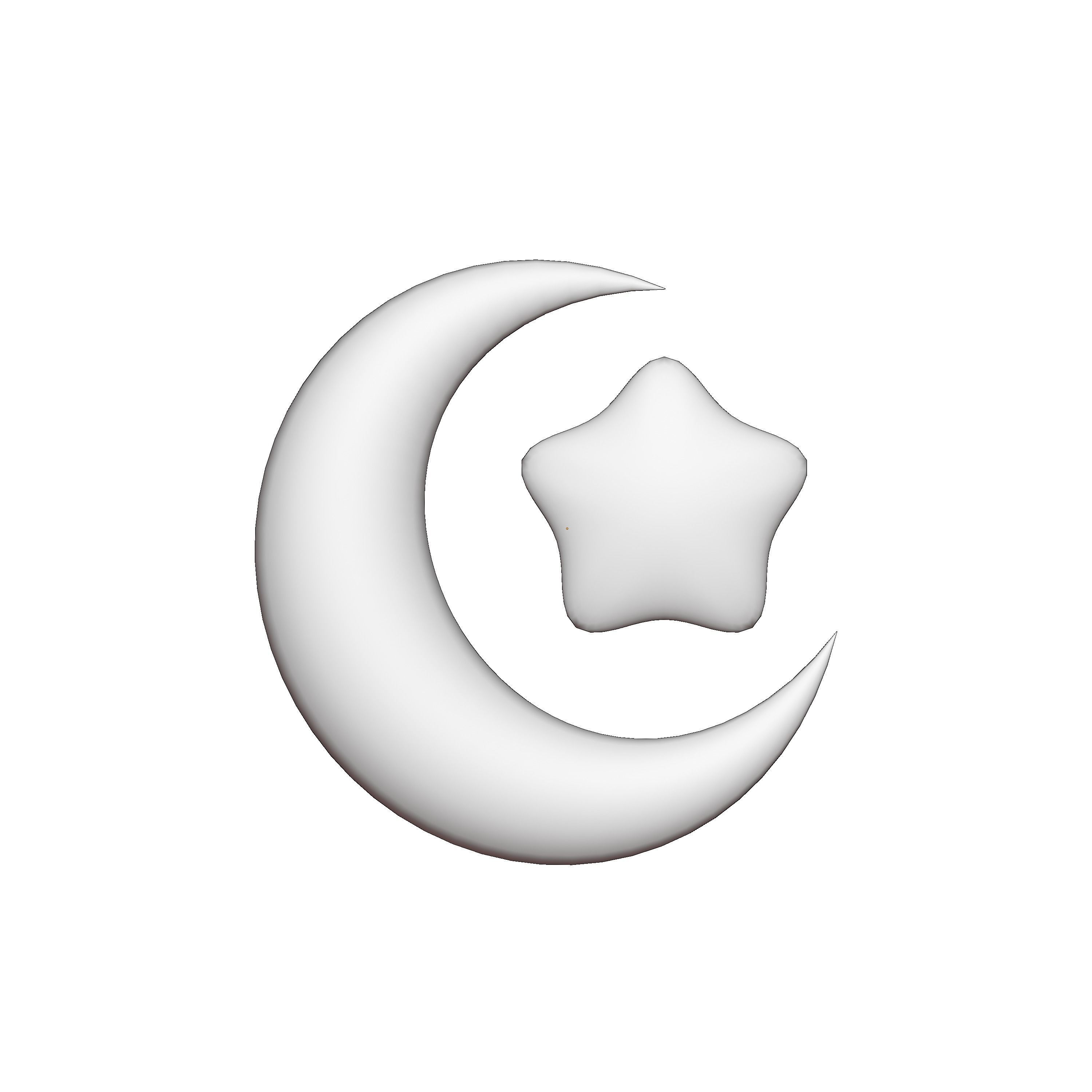 Crescent Moon And Star 3D model_3