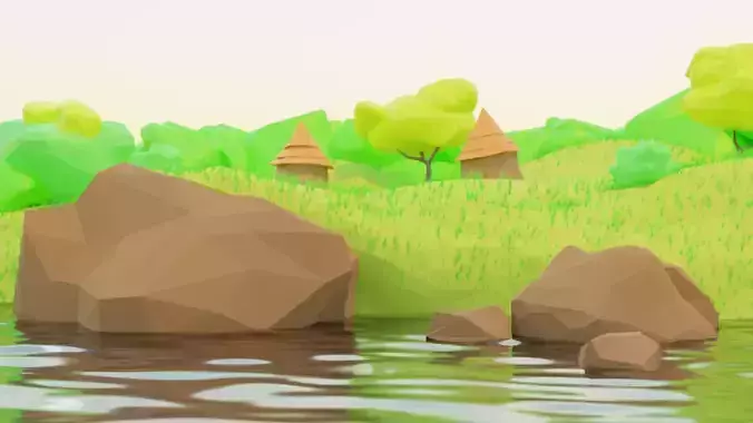 African Landscape low-poly 1 by George Keita
