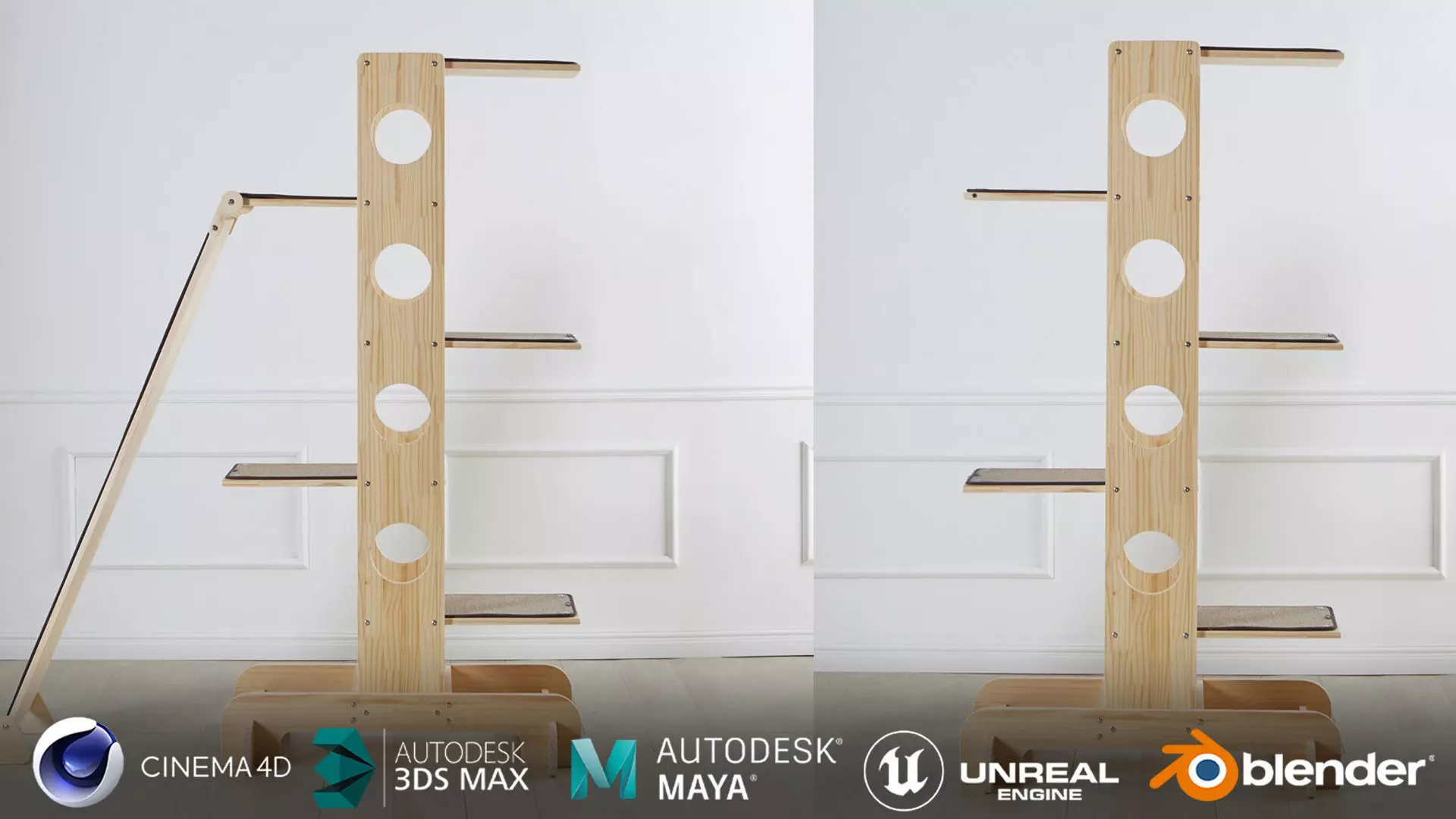 hardwood cat towers 3D model