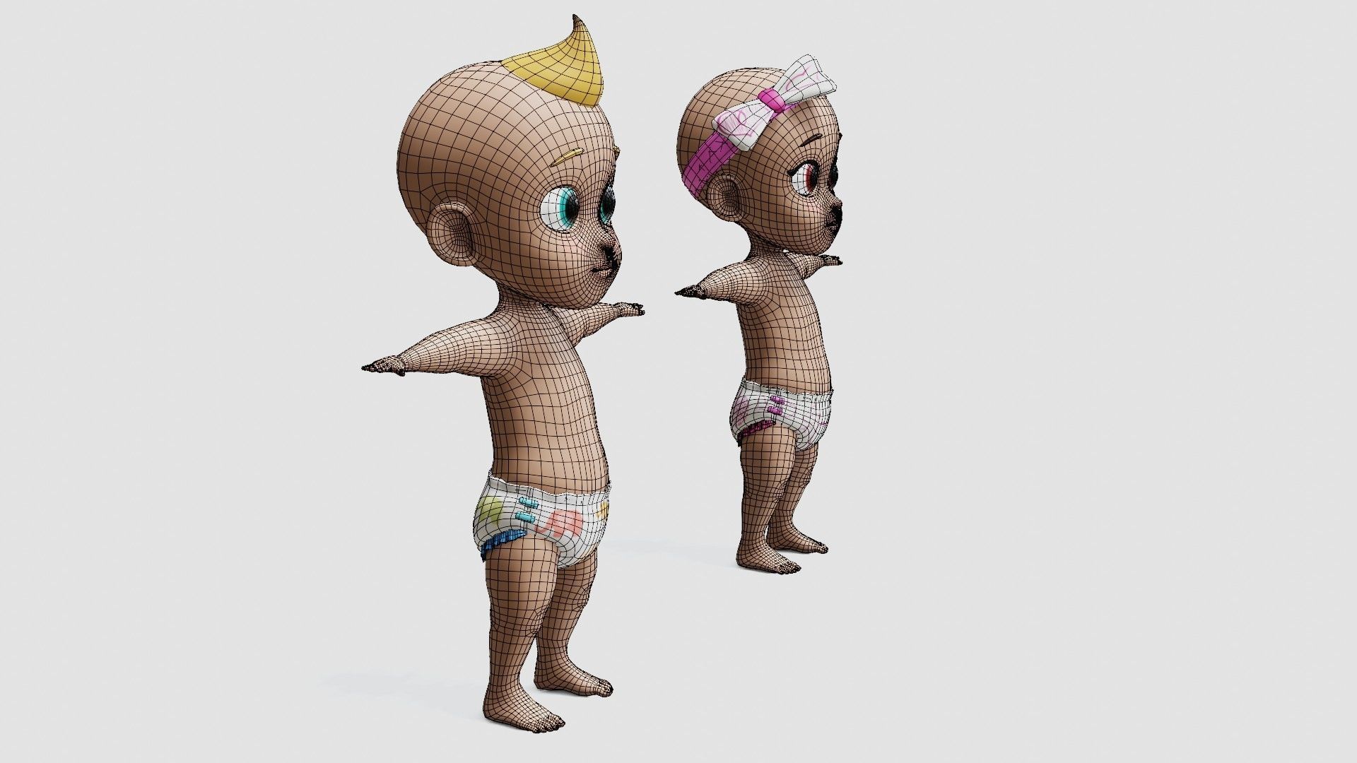 Baby characters Low-poly 3D model_32