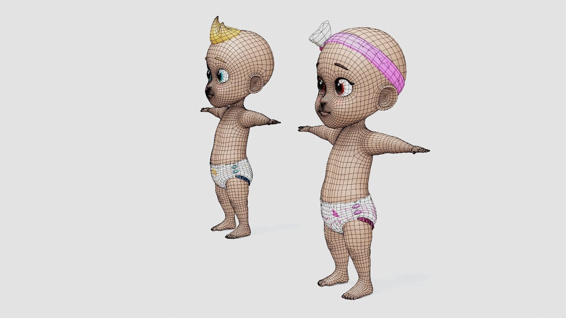 Baby characters Low-poly 3D model_35