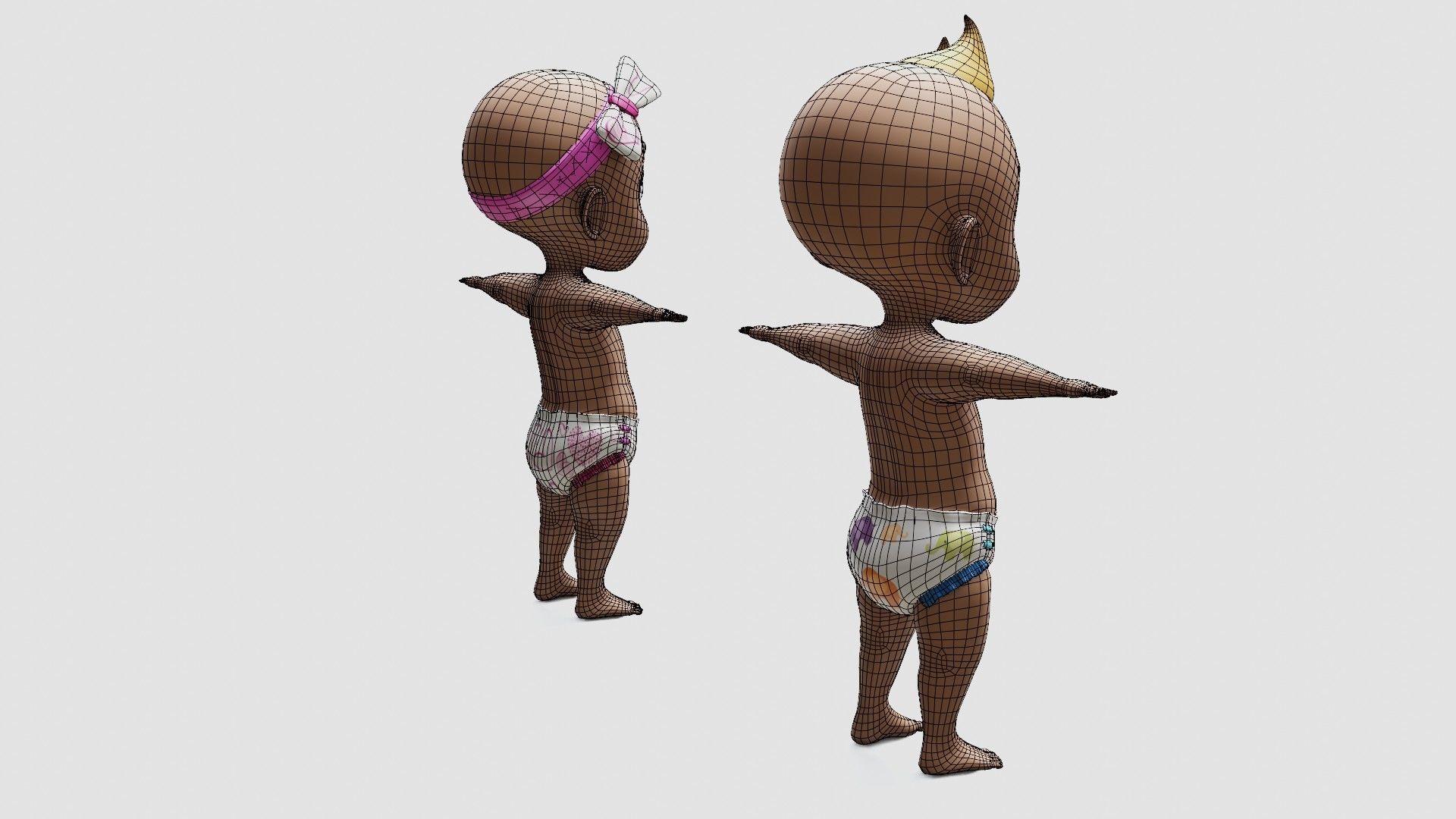 Baby characters Low-poly 3D model_41